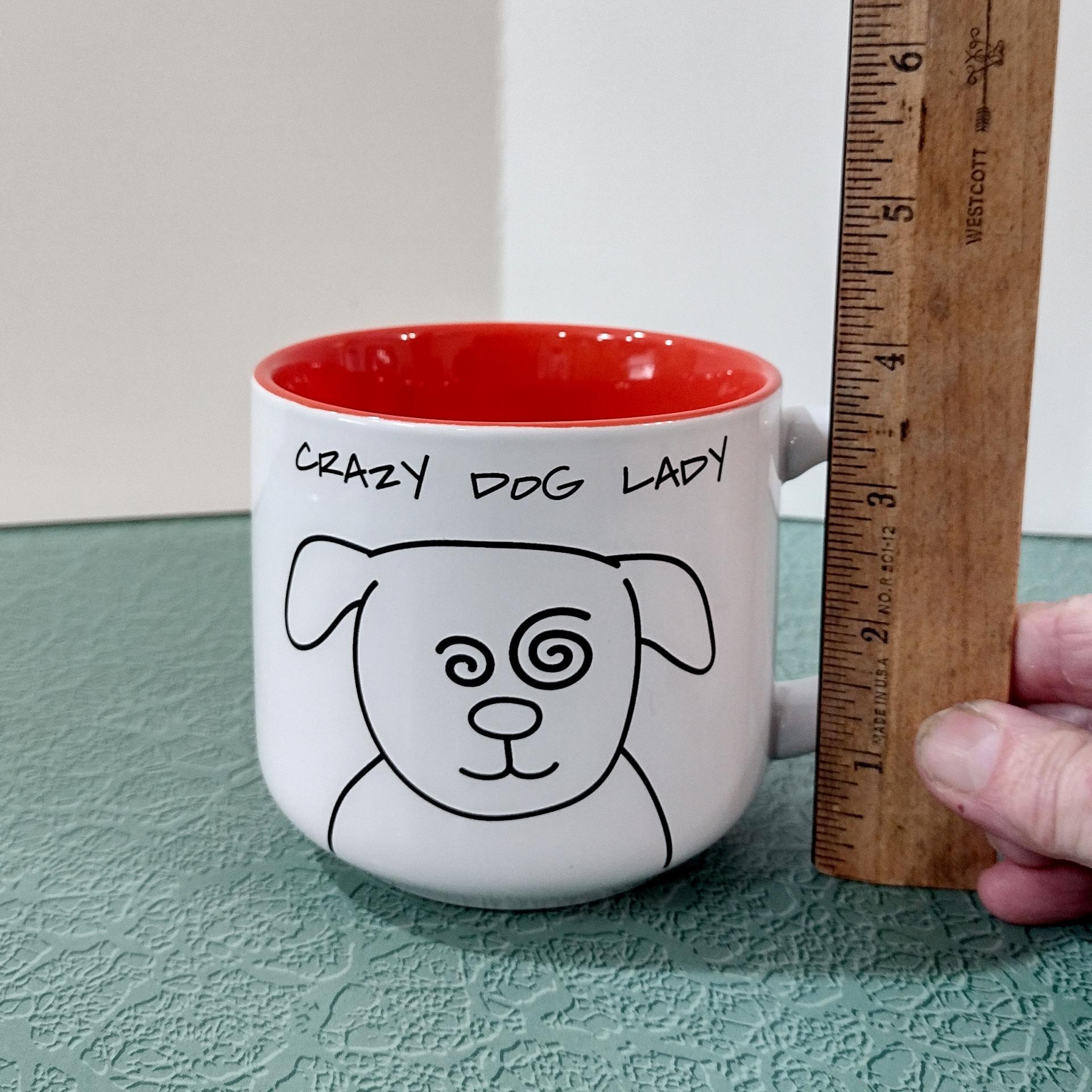 Vintage Crazy Dog Lady Blobby Dog Ceramic Coffee Tea Mug, Dog Lover Gift