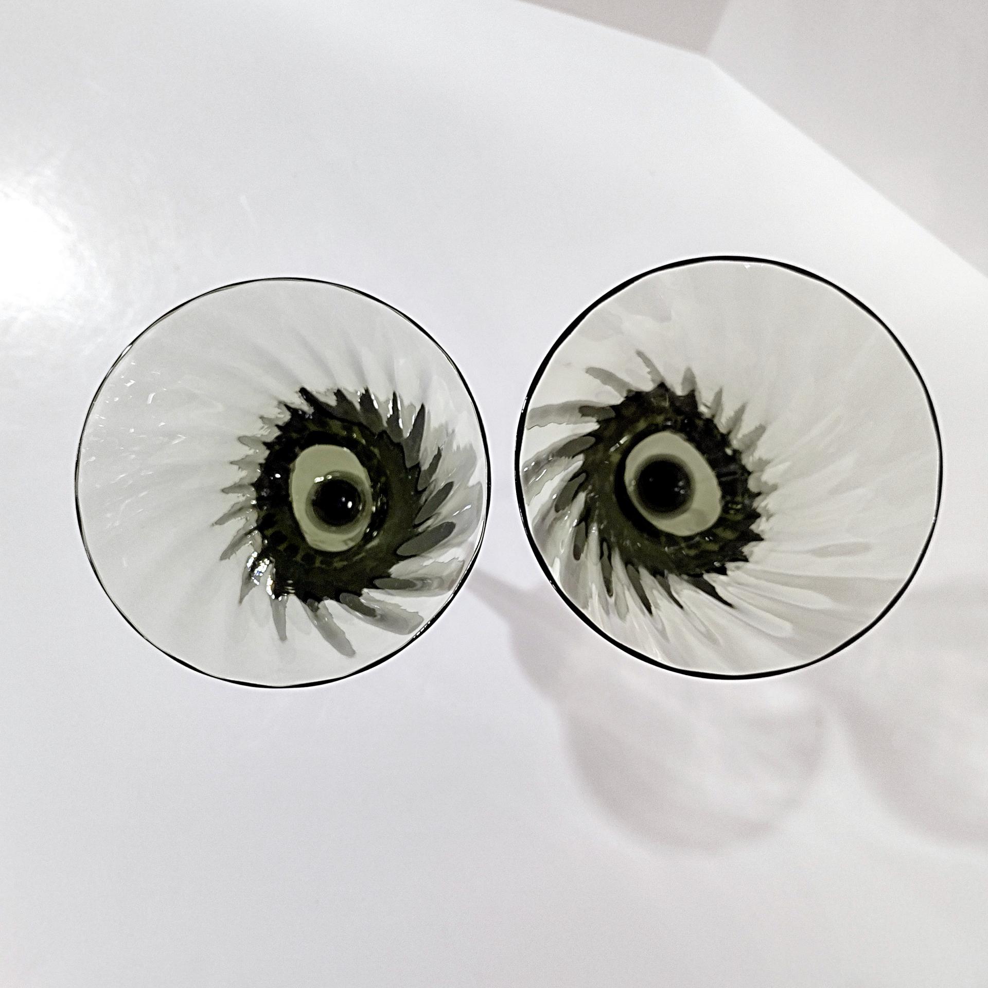 Vintage Mikasa Blossom Sage Green Wine Water Glasses, Set of Two, Green Blown Glass Tall Goblets