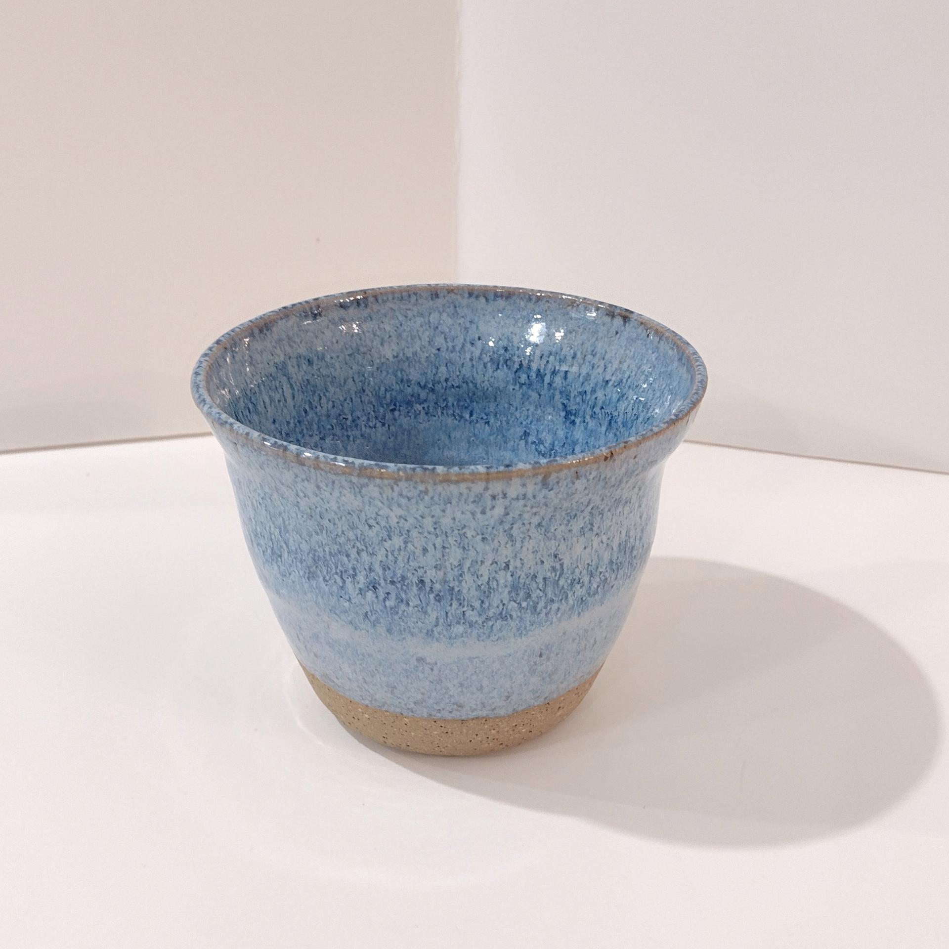 Vintage Ceramic Planter Pot, Blue and White Glaze Ceramic Small Pot