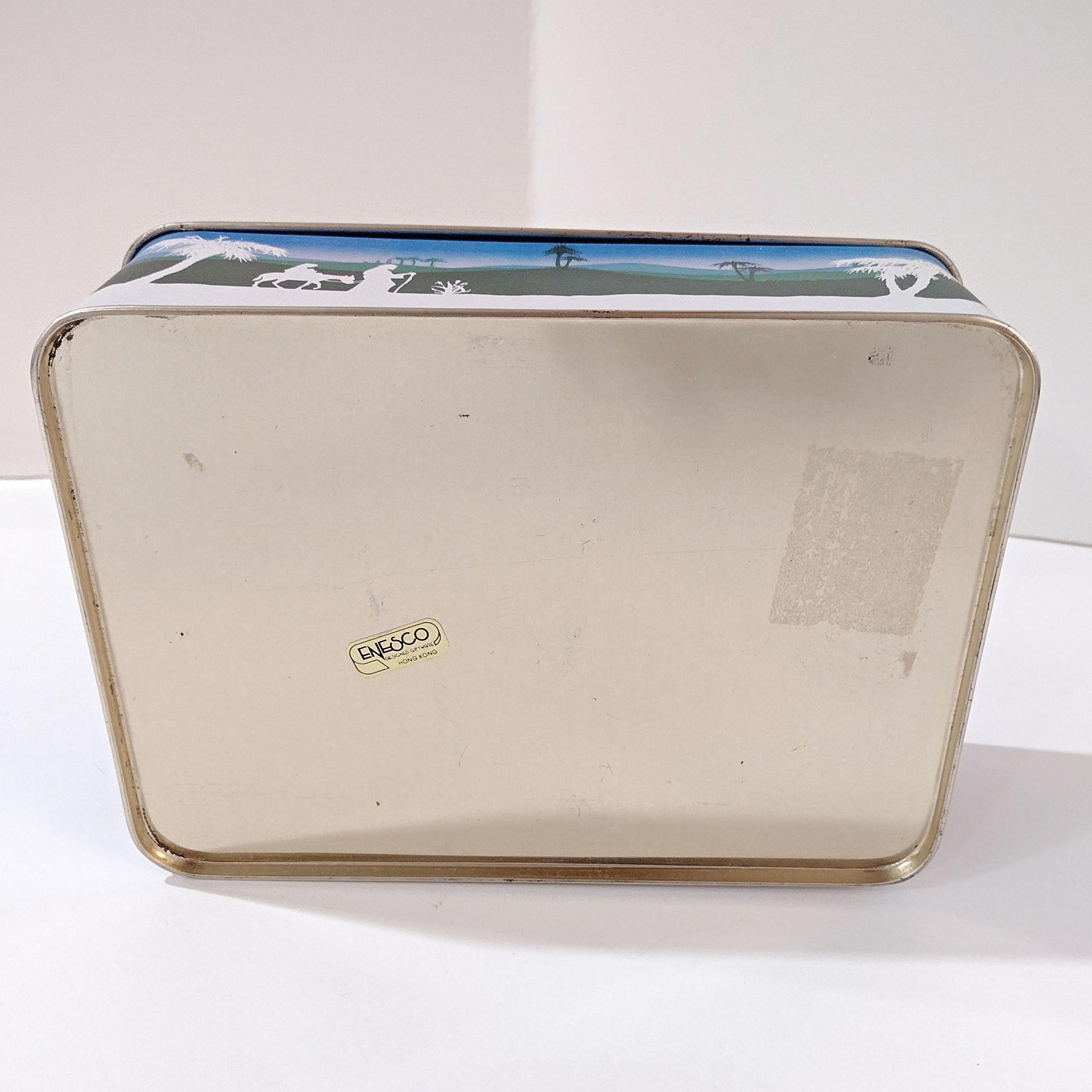 Vintage 1987 Because We Believe We Rejoice Religious Holiday Christmas Tin Container Storage Box, Christmas Gift Cookie Tin