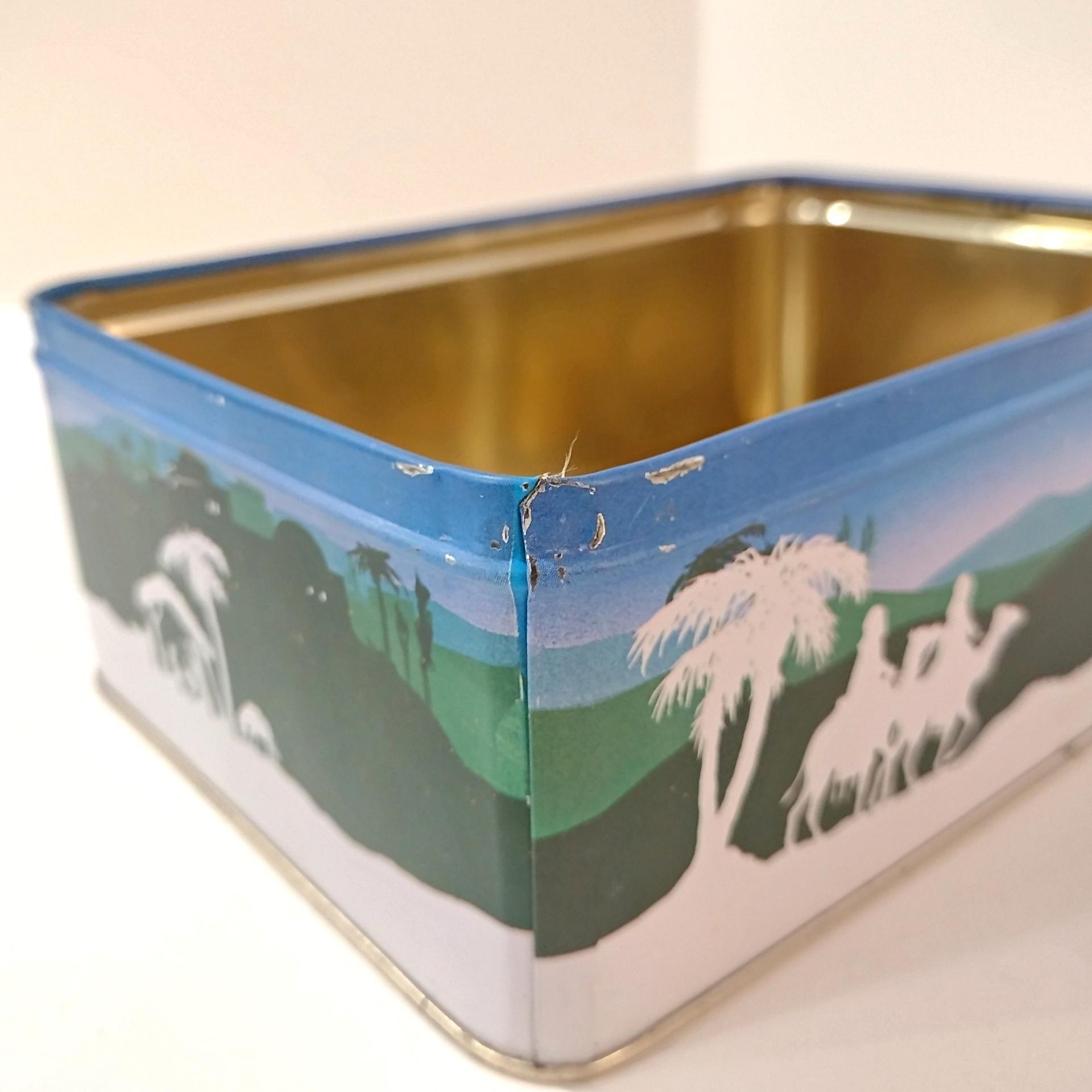 Vintage 1987 Because We Believe We Rejoice Religious Holiday Christmas Tin Container Storage Box, Christmas Gift Cookie Tin