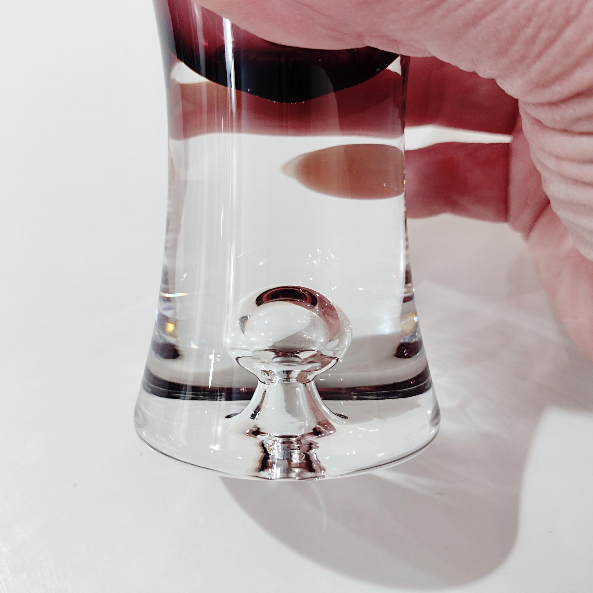 Vintage Block Polish Crystal Stockholm Amethyst Wine Glasses, Set of Four