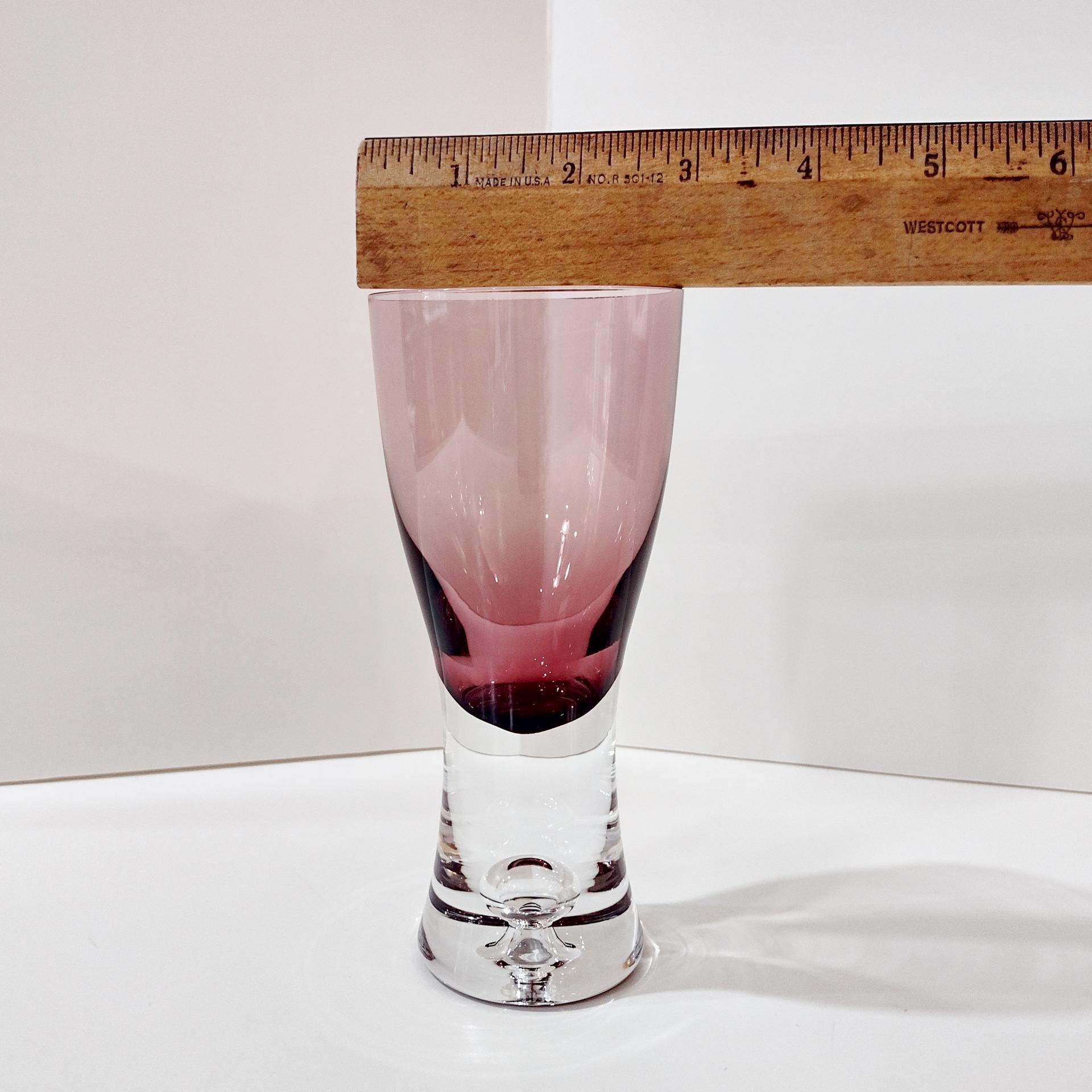 Vintage Block Polish Crystal Stockholm Amethyst Wine Glasses, Set of Four