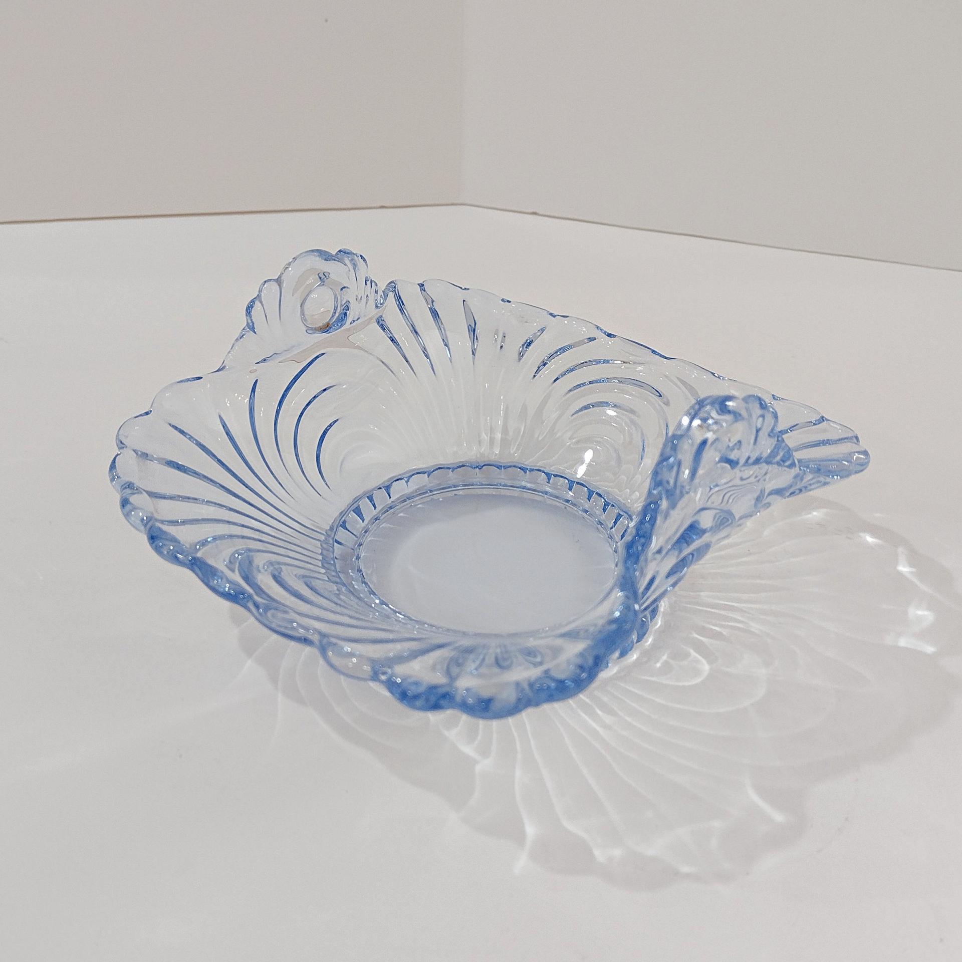 Vintage Cambridge Glass Caprice Moonlight Blue Candy Bon Bon Dish, Light Blue Square Basket Bowl
