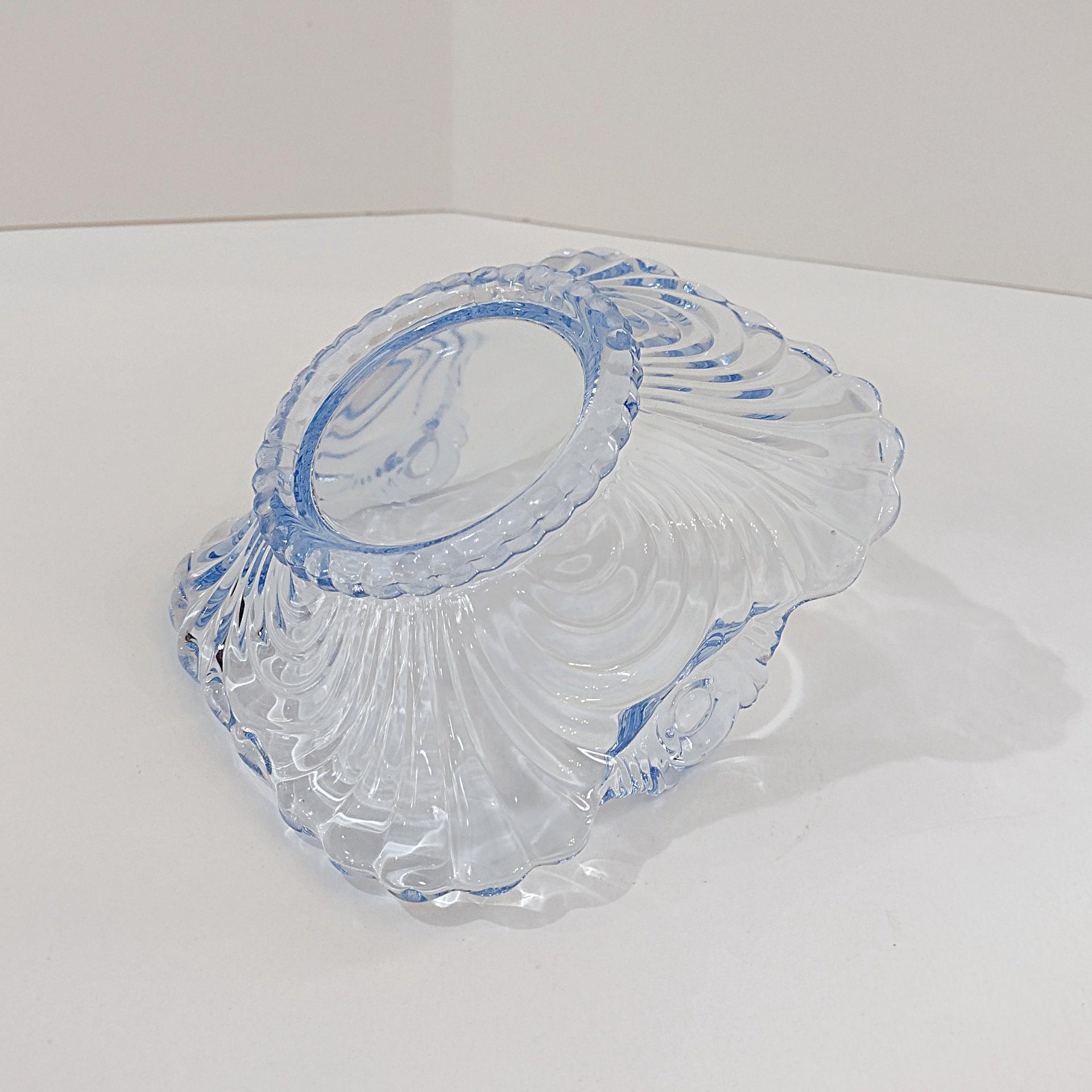 Vintage Cambridge Glass Caprice Moonlight Blue Candy Bon Bon Dish, Light Blue Square Basket Bowl