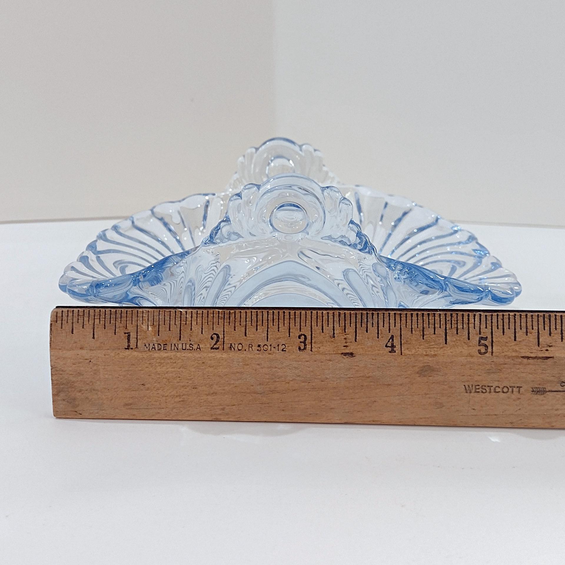 Vintage Cambridge Glass Caprice Moonlight Blue Candy Bon Bon Dish, Light Blue Square Basket Bowl