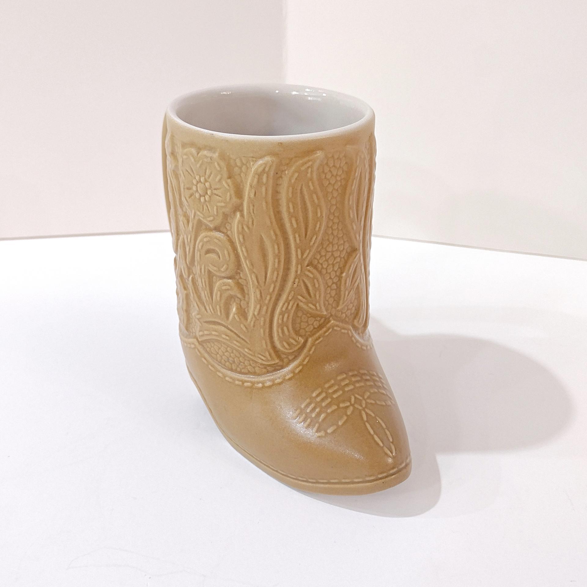 Vintage Ceramarte Western Cowboy Boot Mug, Small Boot Succulent Planter Pot, Pen Pencil Holder