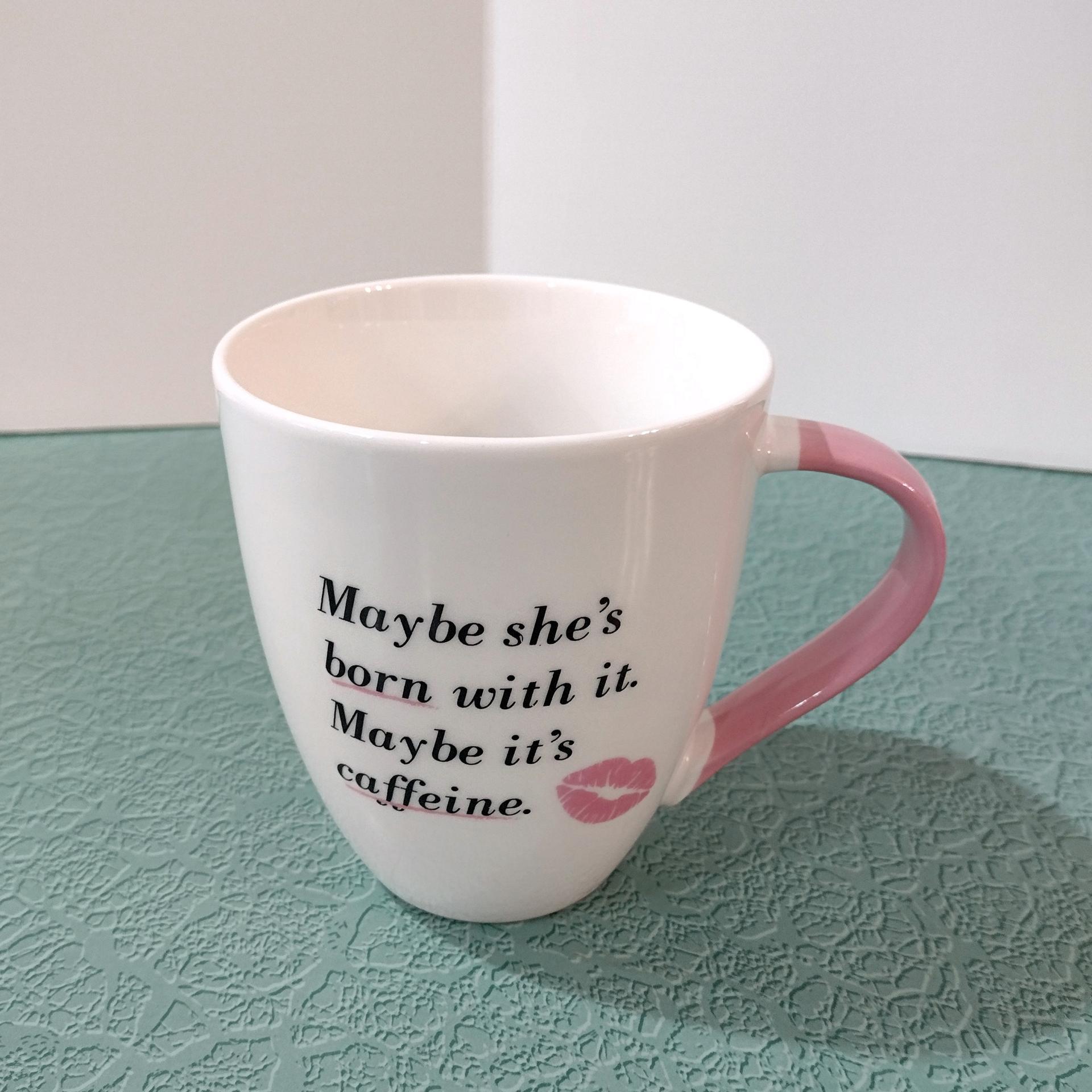 Vintage Maybe She's Born With It Maybe It's Caffeine Ceramic Coffee Tea Mug, Funny Humorous Mug