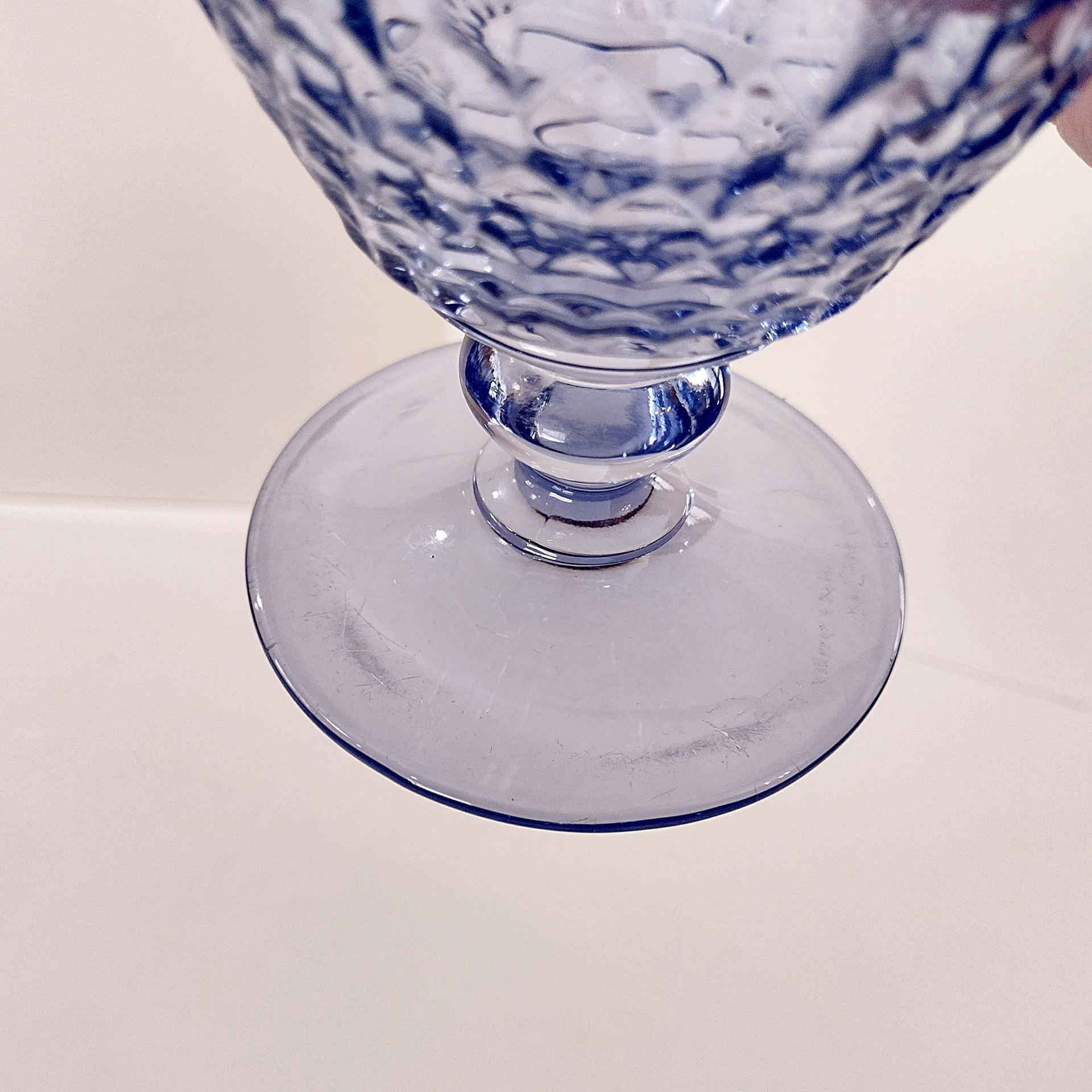 Vintage Villeroy and Boch Boston Blue Glass Water Goblets, Set of 2