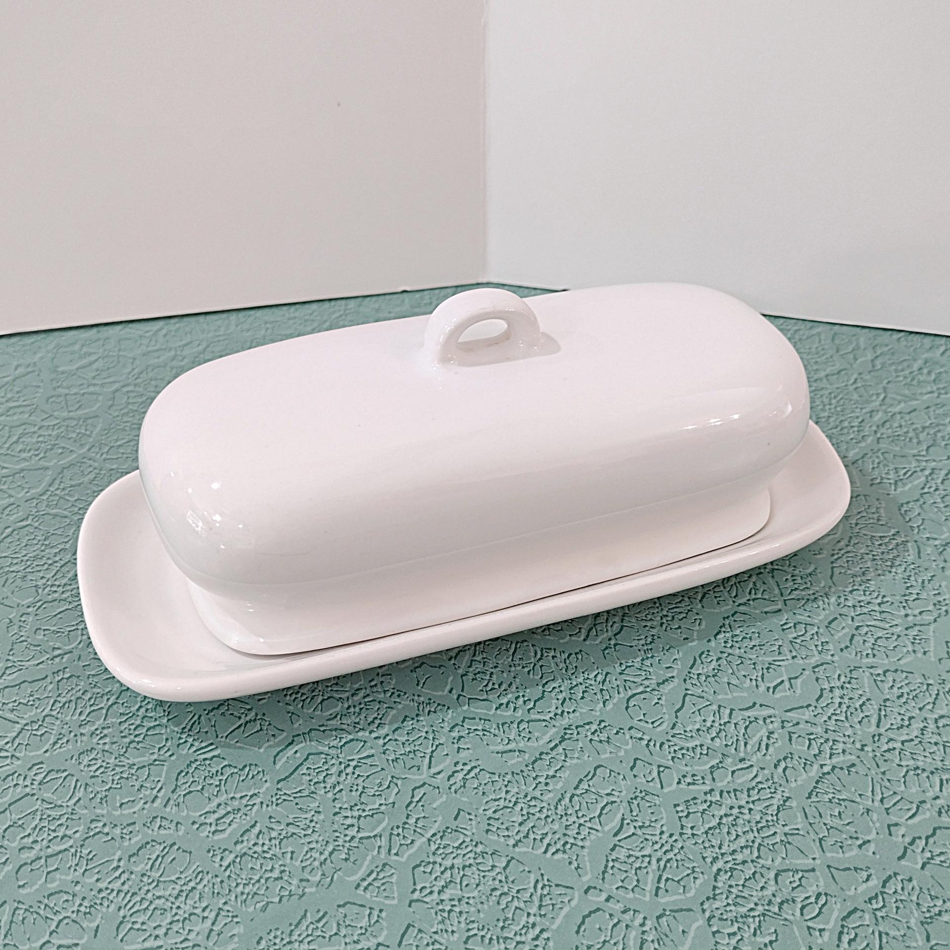 Vintage Blue Bows and Ribbons Country Farmhouse Ceramic Butter Dish