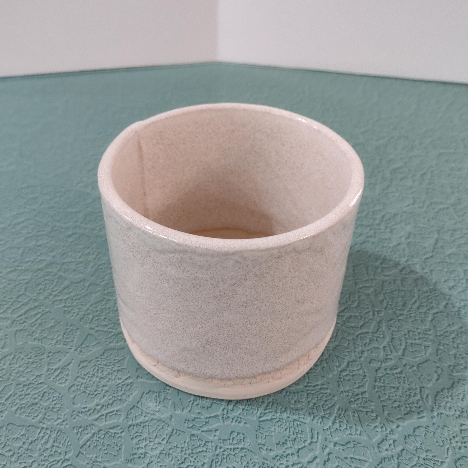 Vintage Ceramic Planter Pot, Beige Glaze Ceramic Small Pot