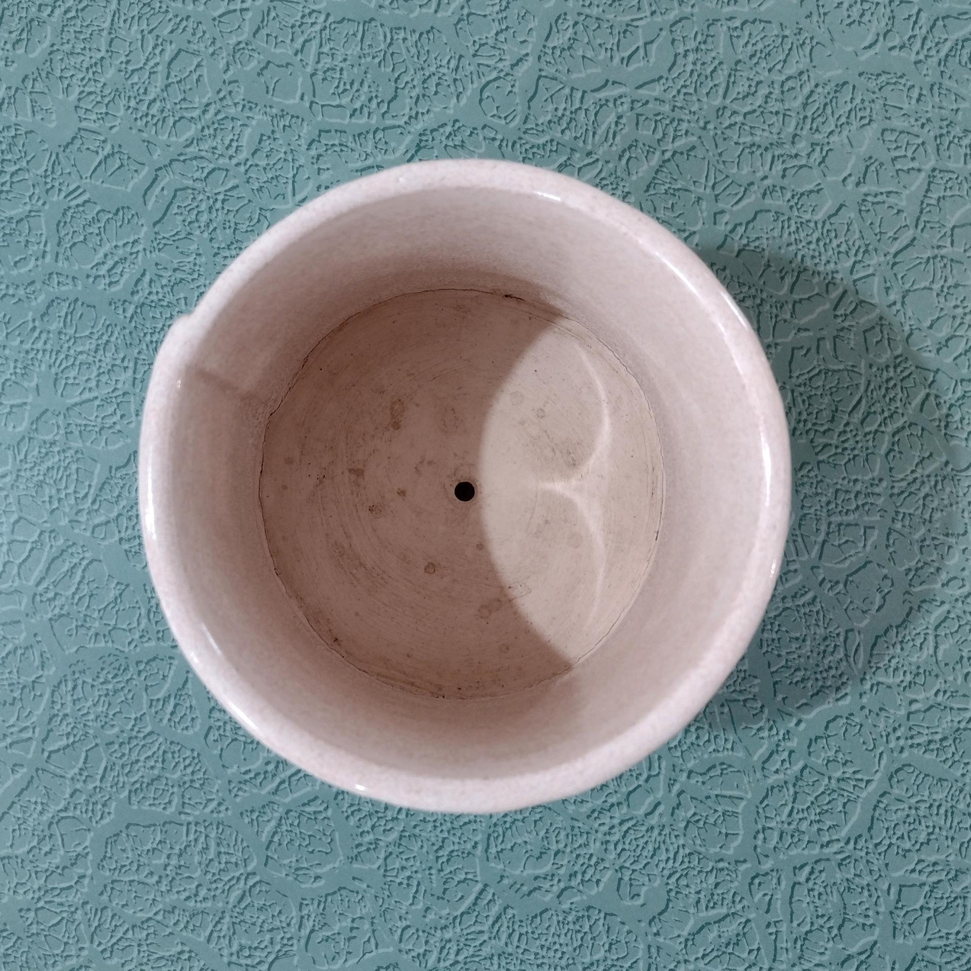 Vintage Ceramic Planter Pot, Beige Glaze Ceramic Small Pot