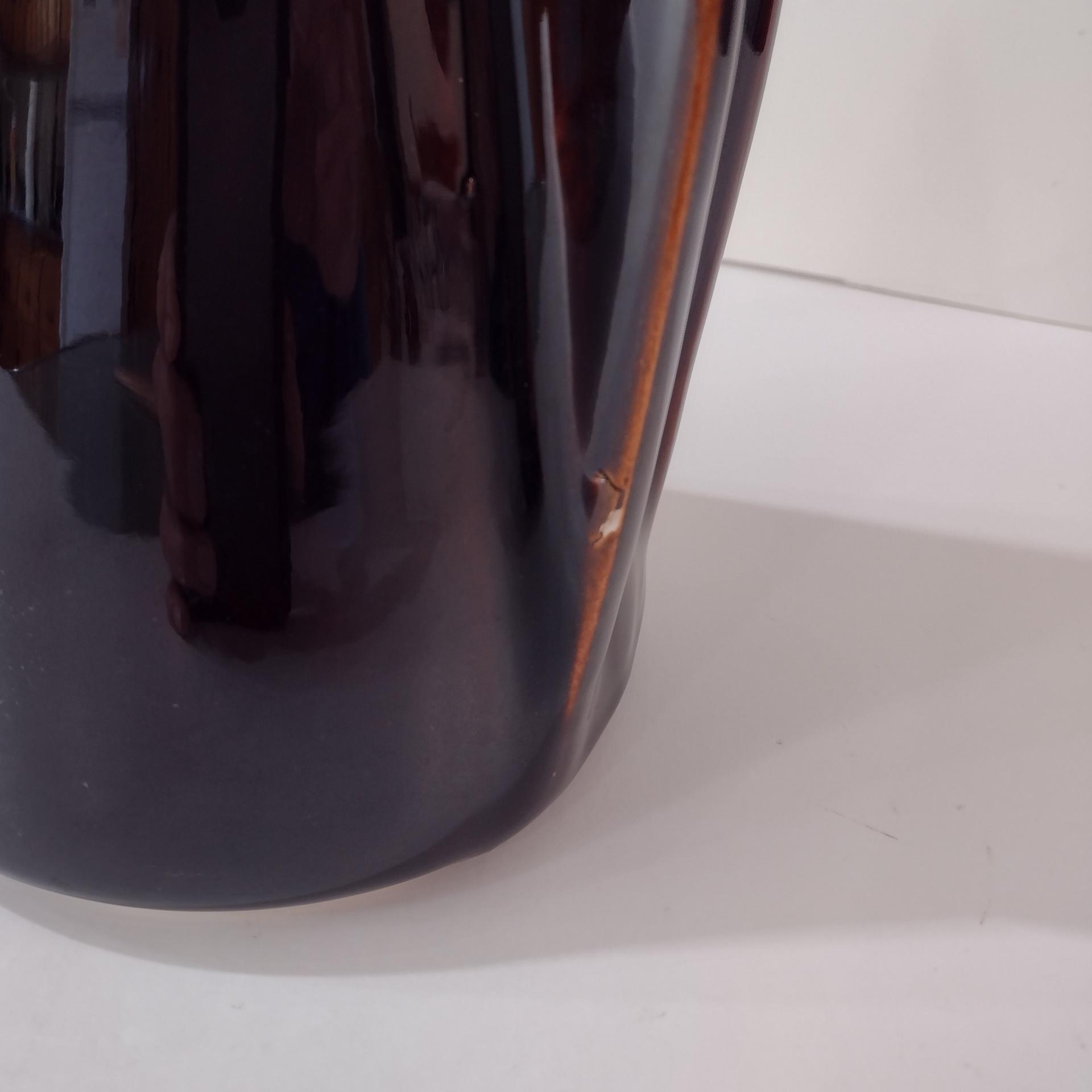Vintage Brown Drip Glaze Winged Ceramic Pitcher, Water Wine Carafe Decanter, Pottery Vase