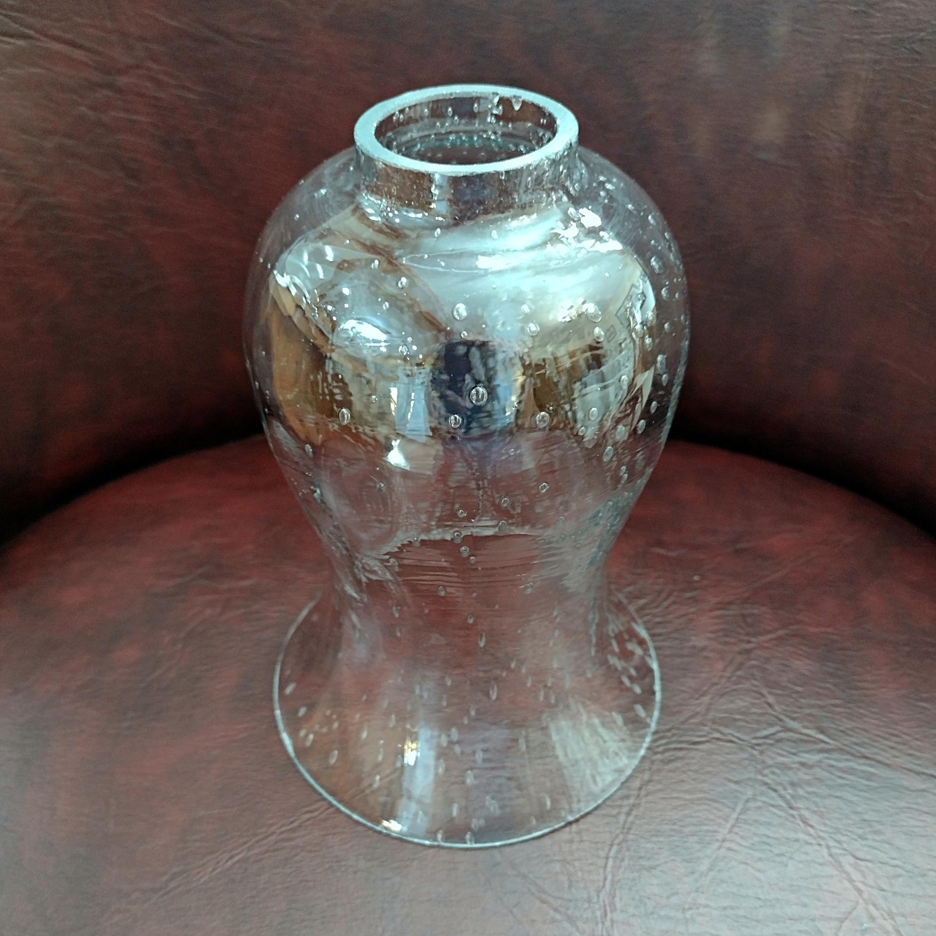 Vintage Clear Bubble Glass Hurricane Candle Chimney, Glass Oil Lamp Globe