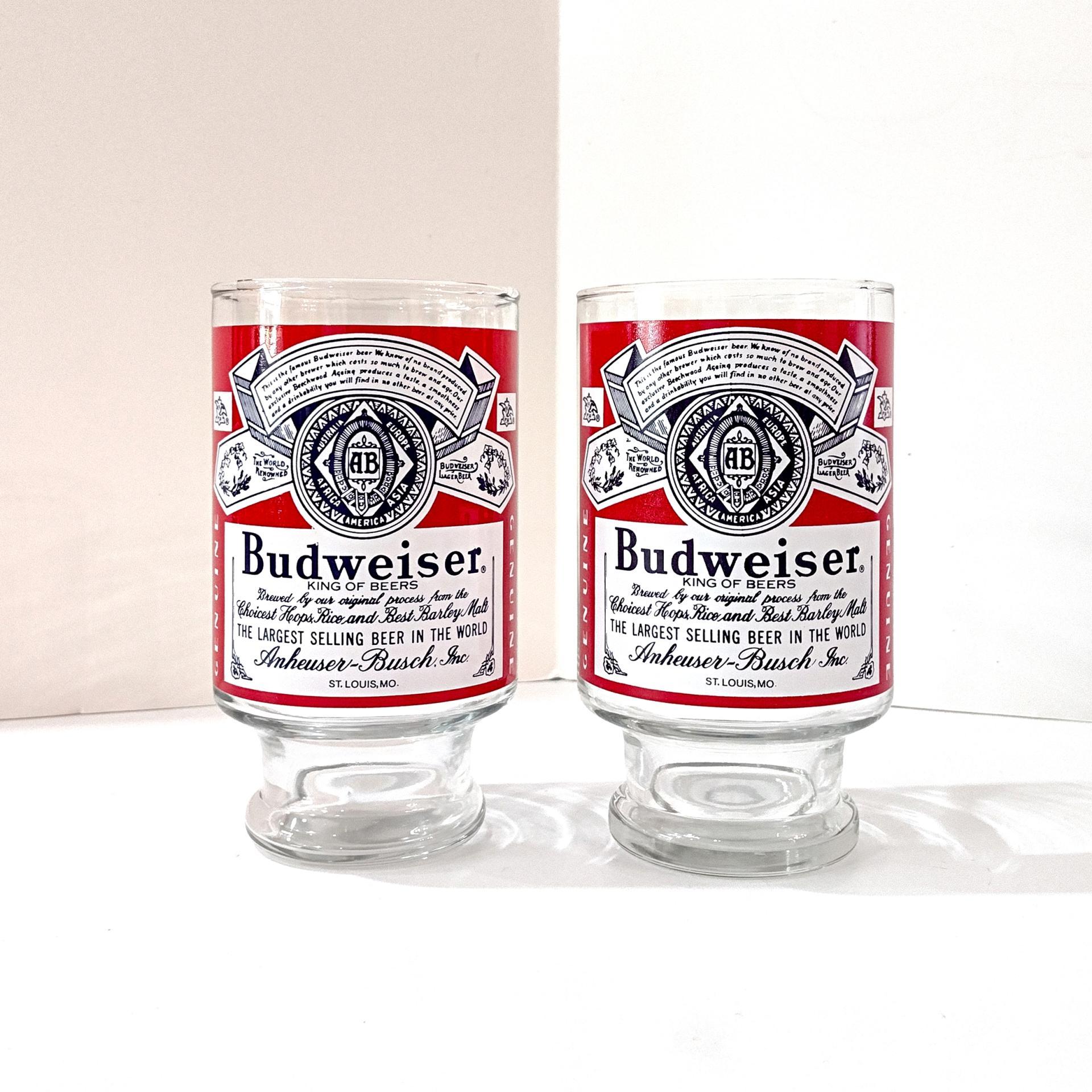 Vintage Budweiser 32 Ounce Large Beer Glasses, Set of Two