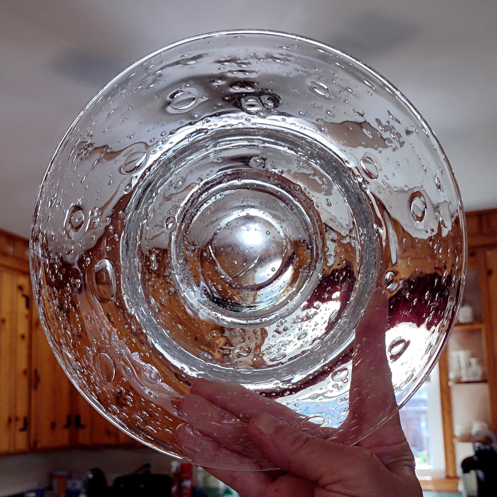 Vintage Hand Blown Bullicante Glass Bowl, Centerpiece Bowl, Fruit Bowl, Floating Flower Bowl