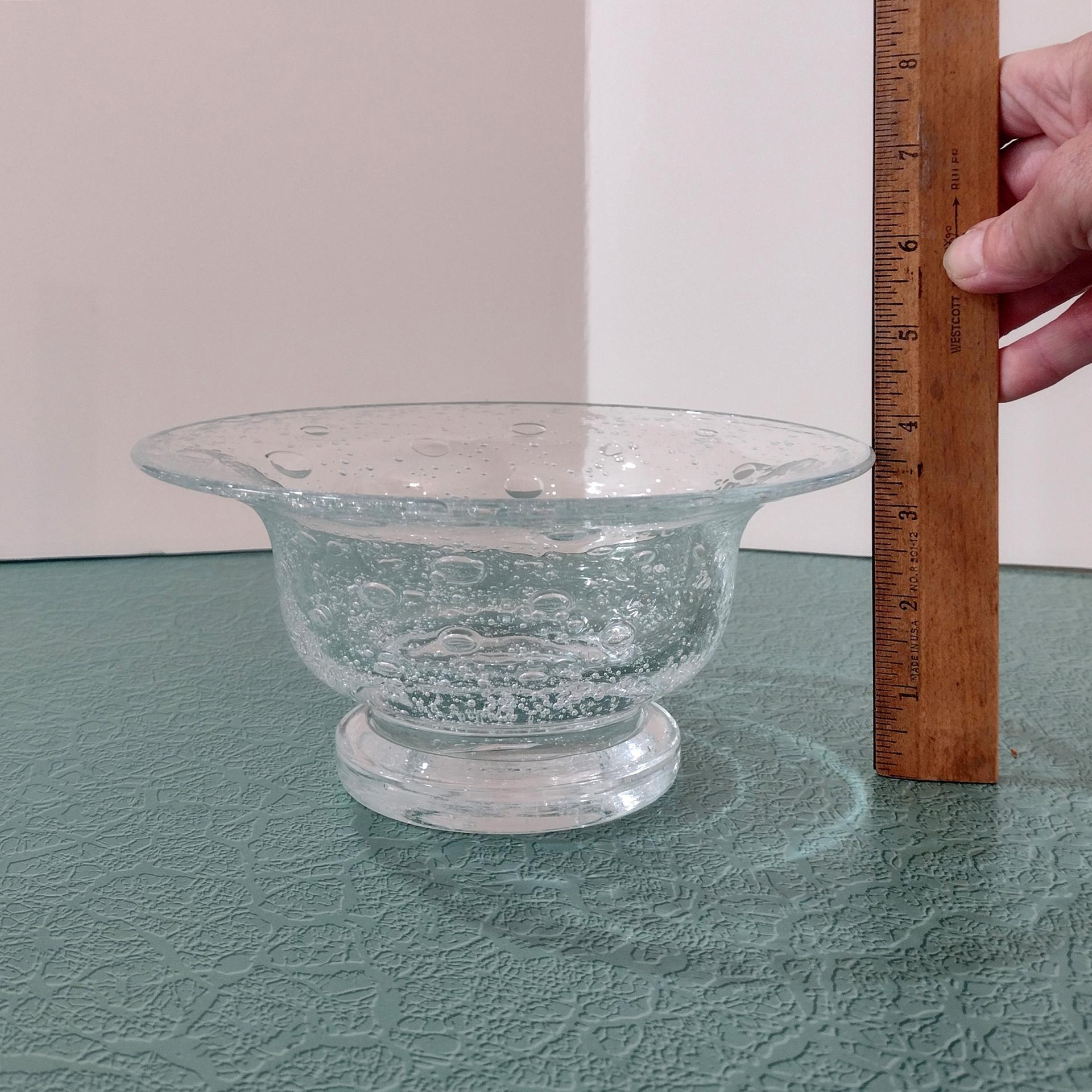 Vintage Hand Blown Bullicante Glass Bowl, Centerpiece Bowl, Fruit Bowl, Floating Flower Bowl
