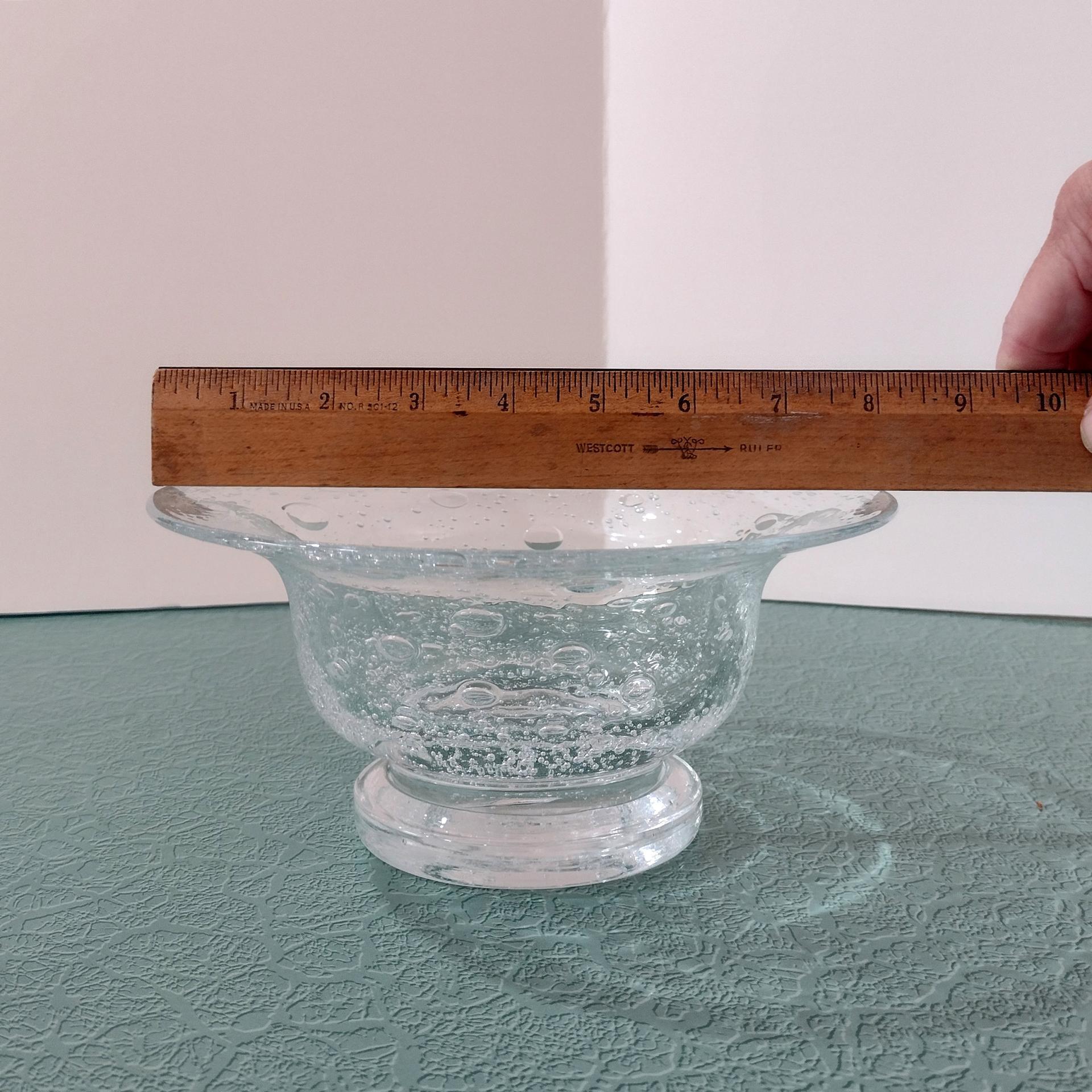 Vintage Hand Blown Bullicante Glass Bowl, Centerpiece Bowl, Fruit Bowl, Floating Flower Bowl