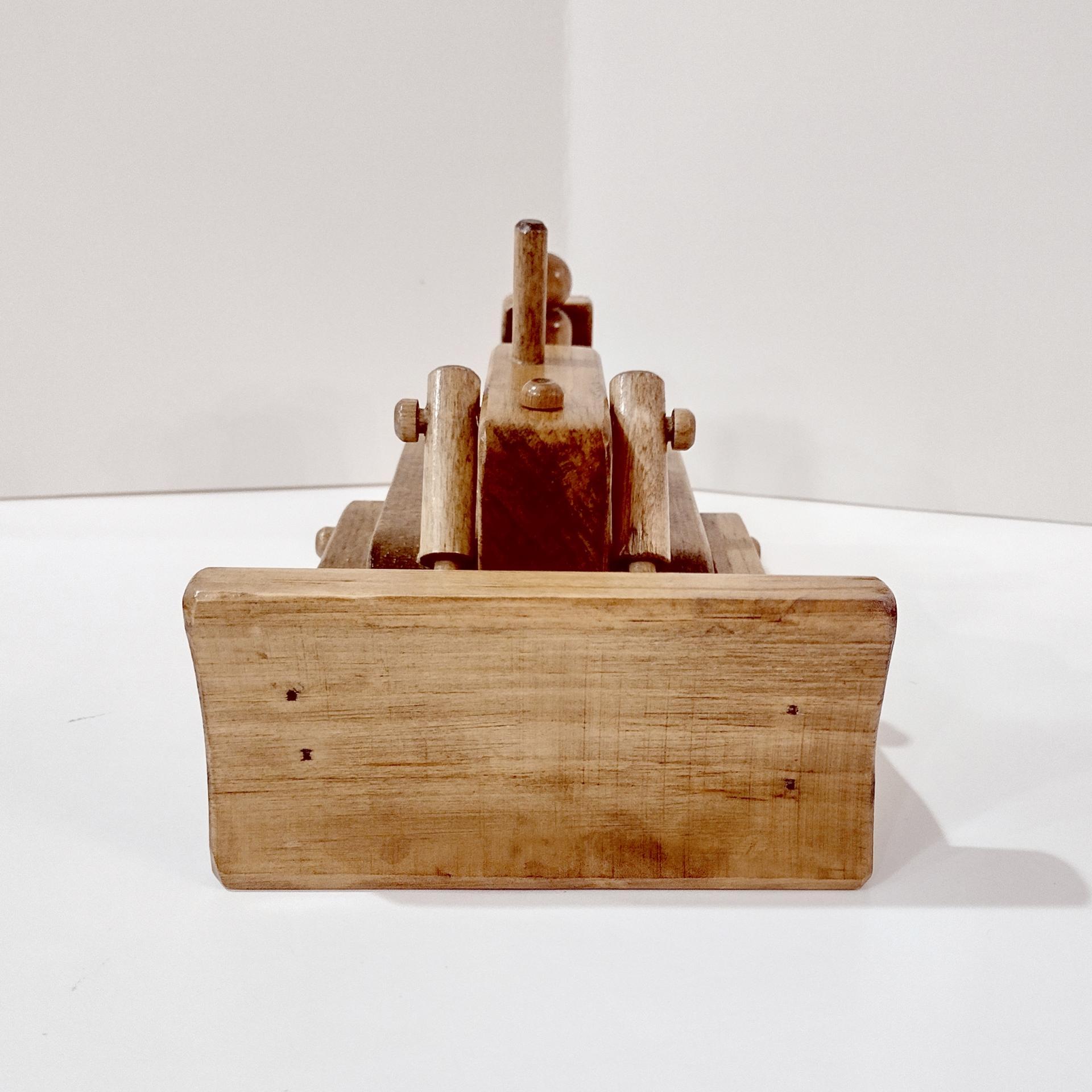 Vintage Wooden Bulldozer Rolling Child's Push Toy, Clip Clop Lapps Toys Handcrafted Amish Toy