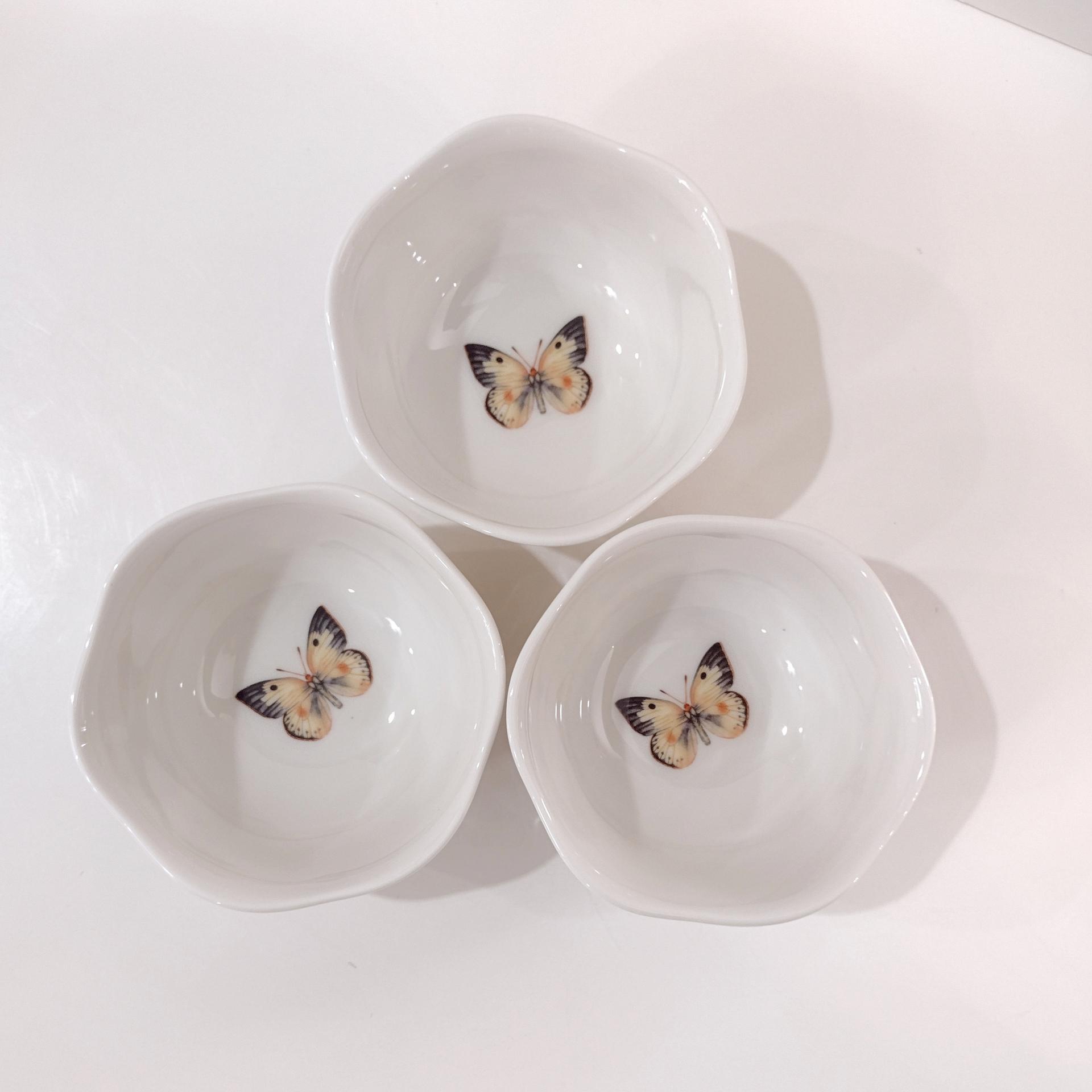 Vintage Lenox Butterfly Meadow Rice Dessert Bowls, Set of Three, Porcelain Floral Candy Nut Dishes