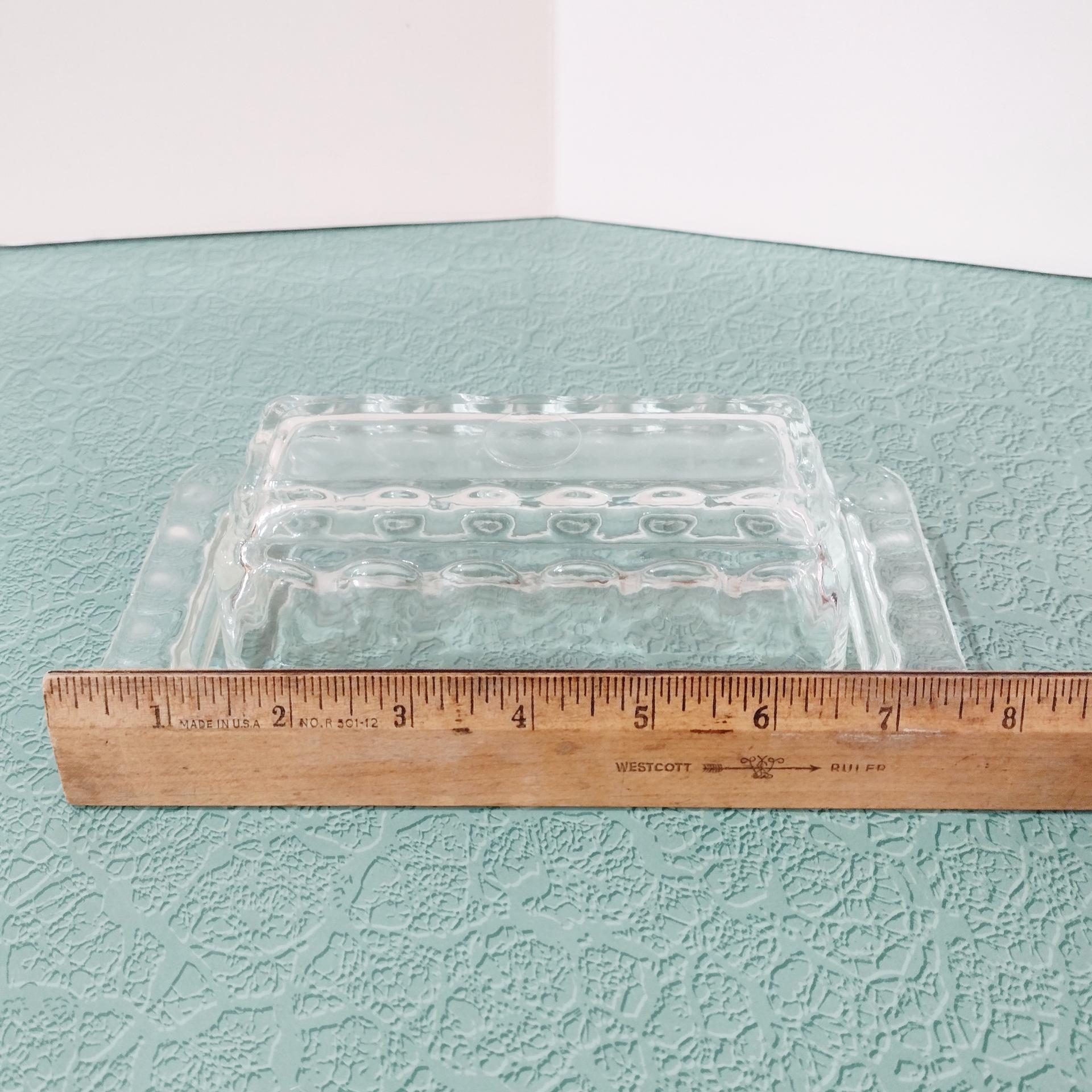 Vintage Clear Glass Butter Dish with Thumbprint Design