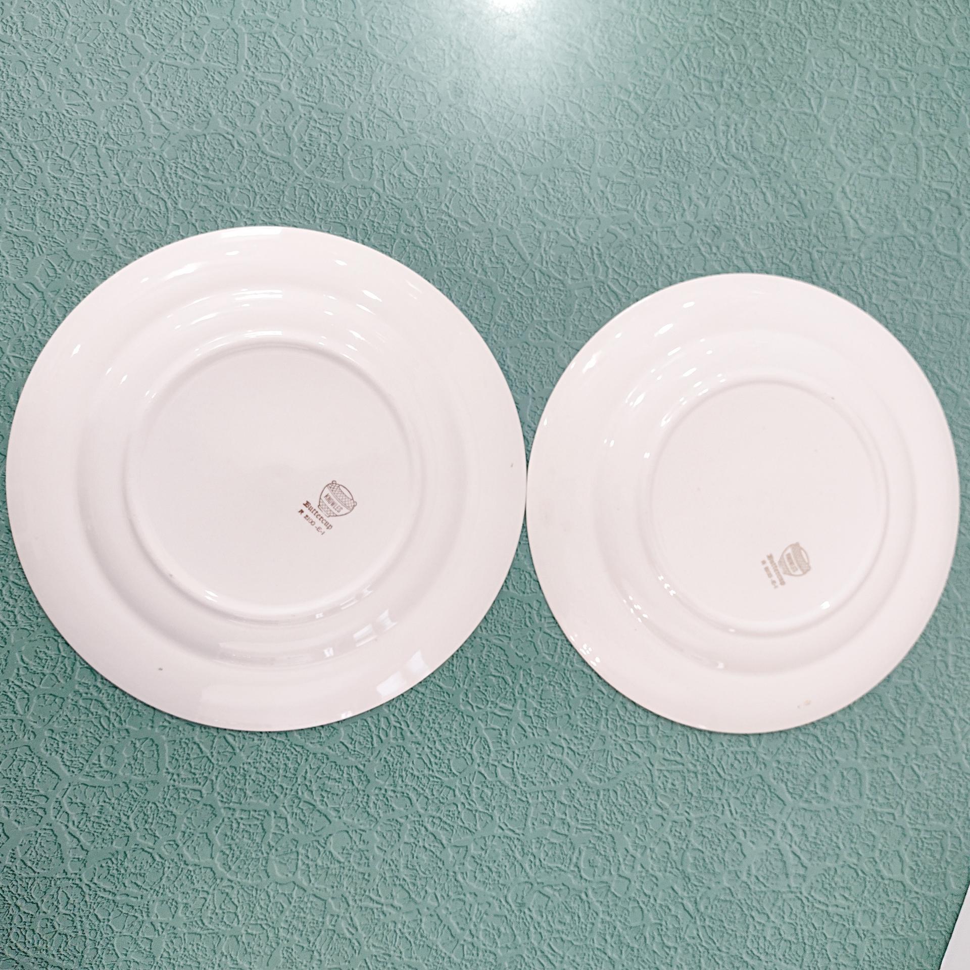 Vintage Edwin Knowles Buttercup Dinner Plate, Set of Two, Floral Ceramic 1940's Dinnerware