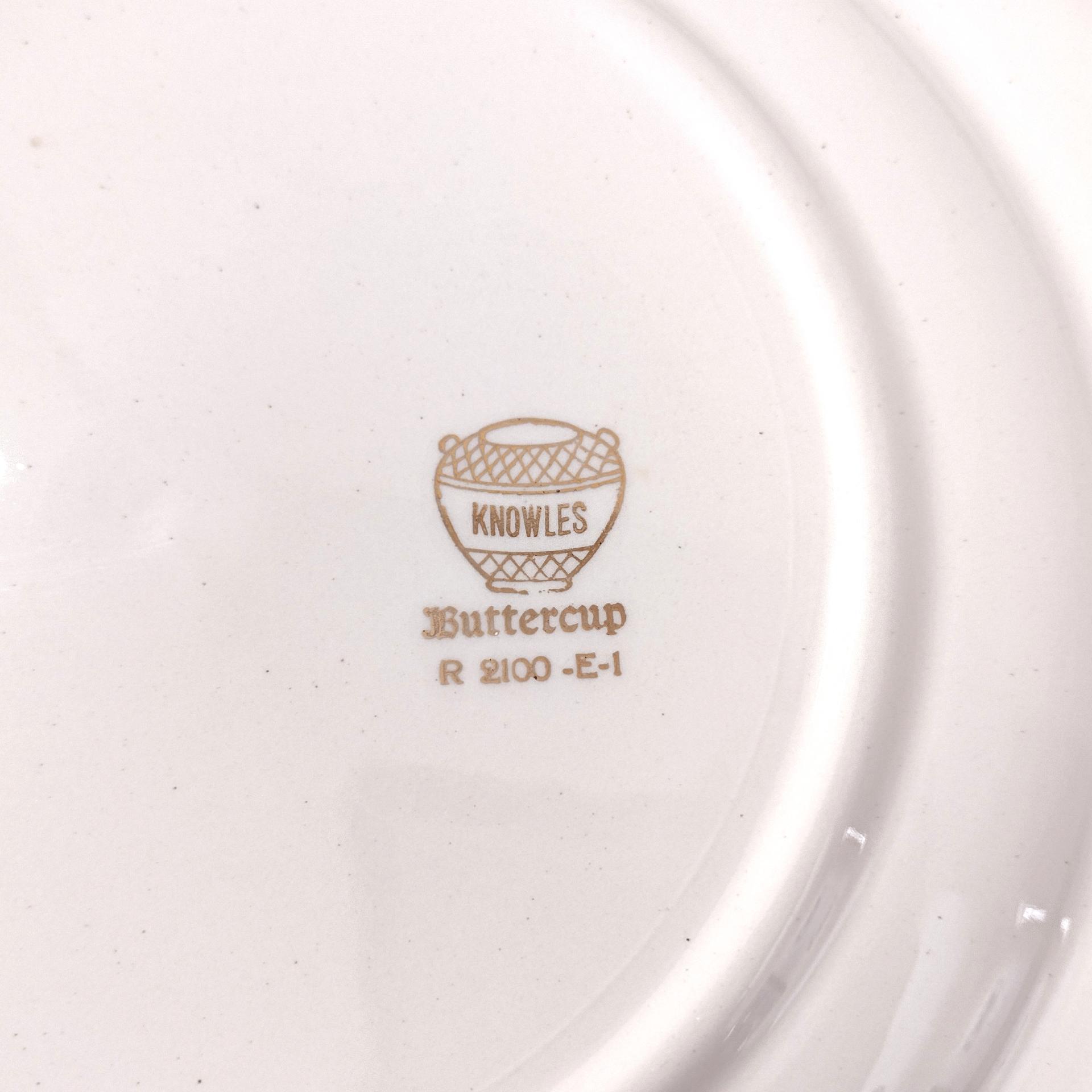 Vintage Edwin Knowles Buttercup Dinner Plate, Set of Two, Floral Ceramic 1940's Dinnerware