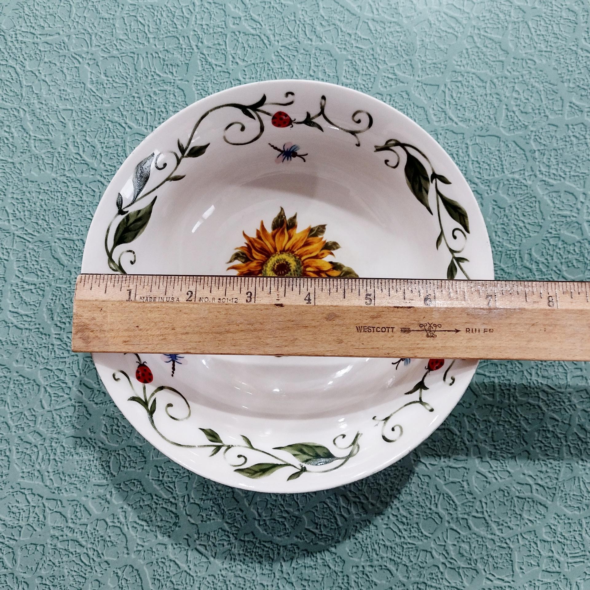 Vintage Tabletops Unlimited Butterflies and Botanical Garden Coupe Cereal Bowls, Set of Two