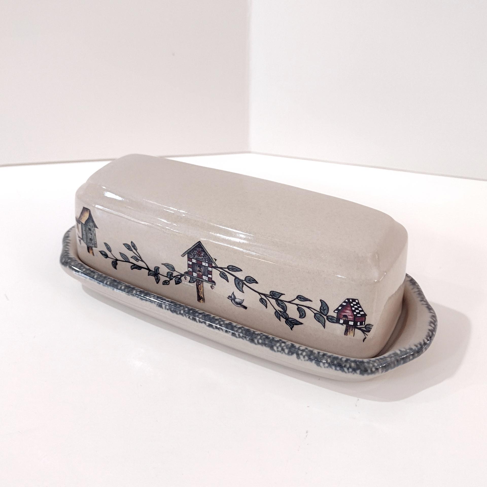 Vintage Home and Garden Party Birdhouse Ceramic Butter Dish