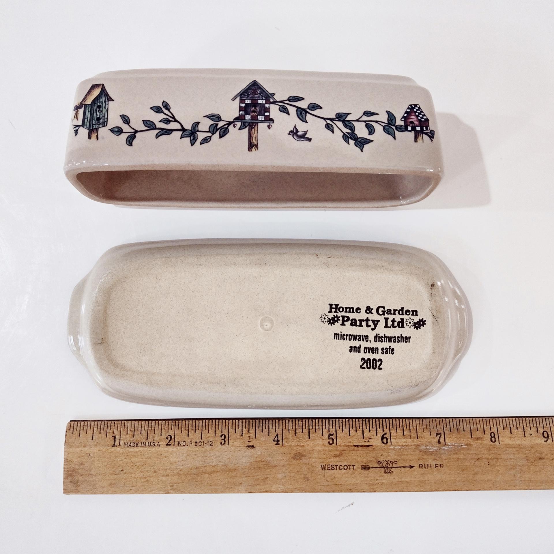 Vintage Home and Garden Party Birdhouse Ceramic Butter Dish