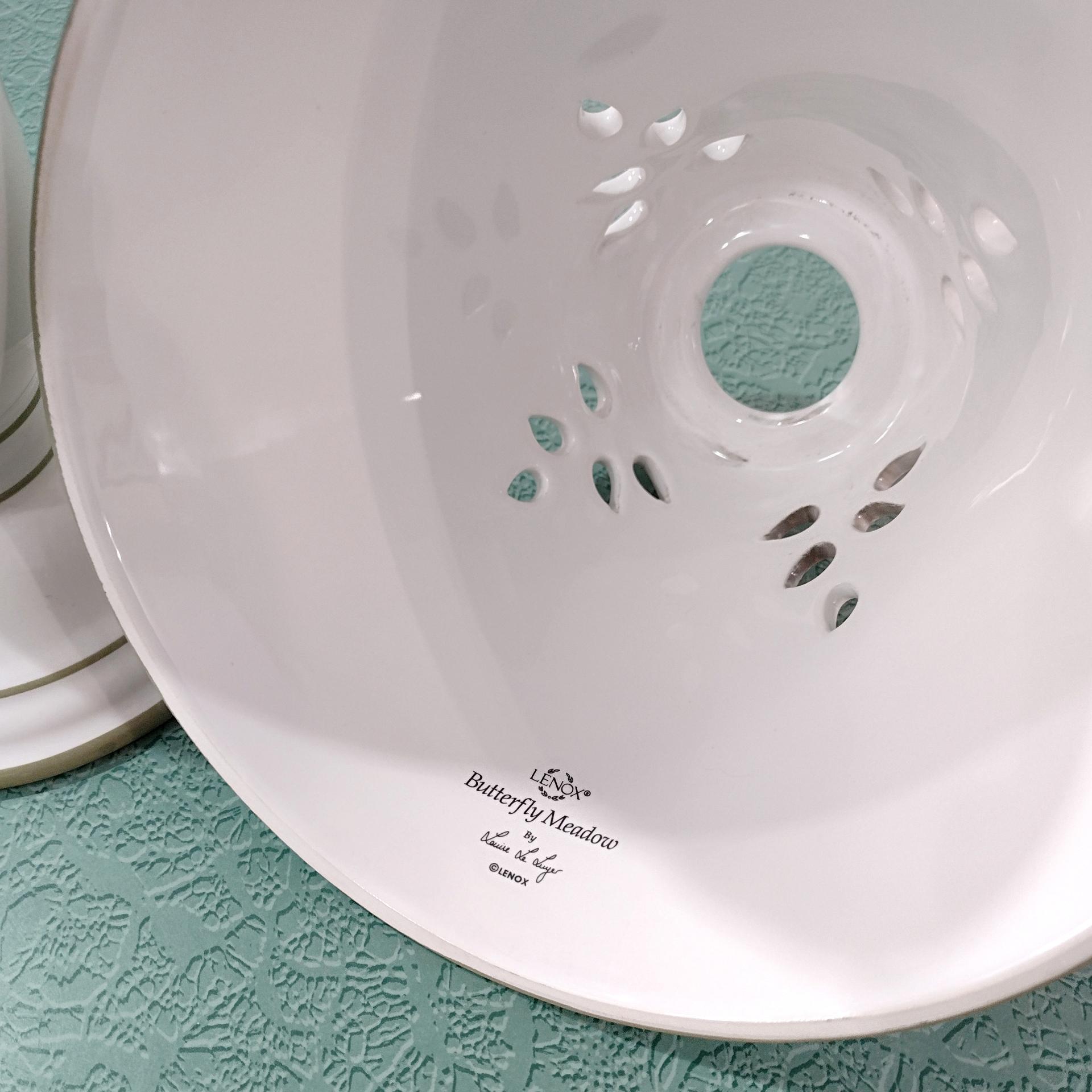 Vintage Lenox Butterfly Meadow Candle Stick Votive Holder with Shade, Porcelain Floral Tea Light Lamp