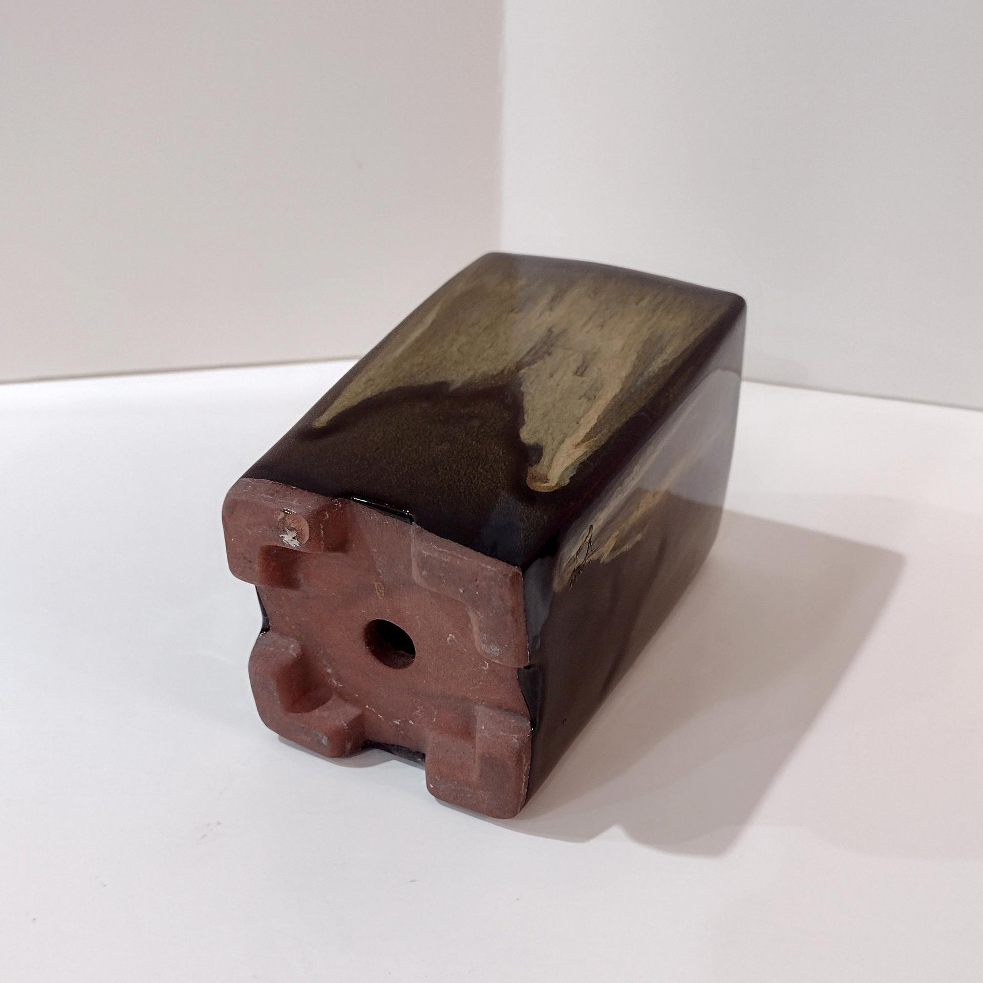 Vintage Ceramic Brown Drip Glaze Square Planter Pot, Bonsai Tree / Cactus / Succulent Small Planter, Pen or Pencil Holder
