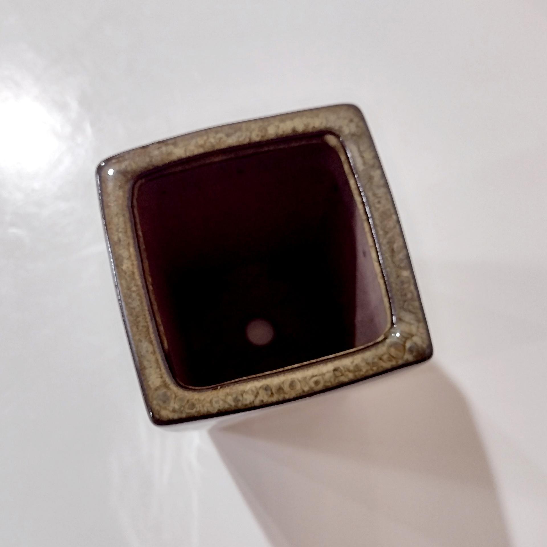 Vintage Ceramic Brown Drip Glaze Square Planter Pot, Bonsai Tree / Cactus / Succulent Small Planter, Pen or Pencil Holder