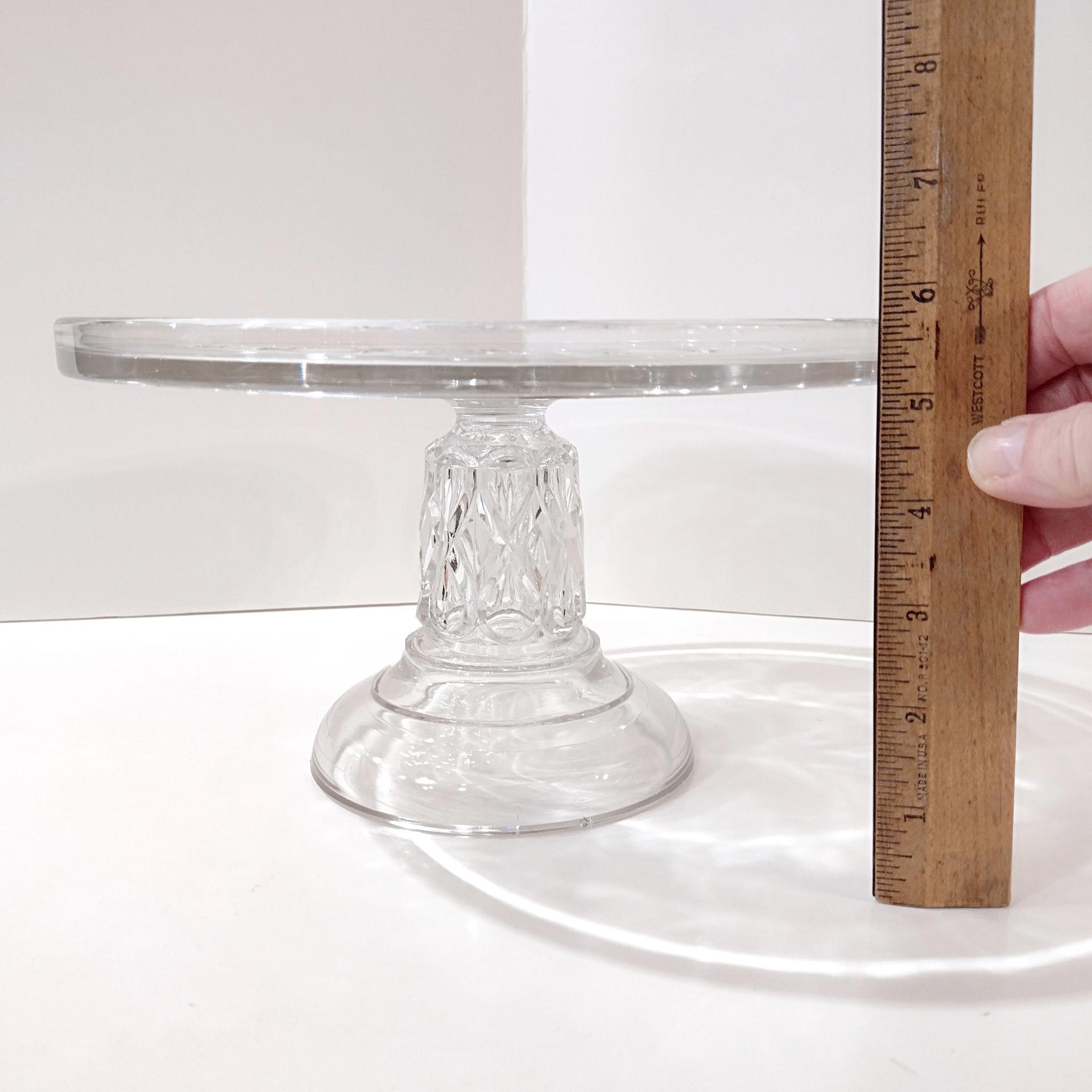 Antique Cooperative Flint Glass 190 Regal Block Clear Pressed Glass Pedestal Cake Stand with Lip, Vintage EAPG Pastry Dessert Display Plate