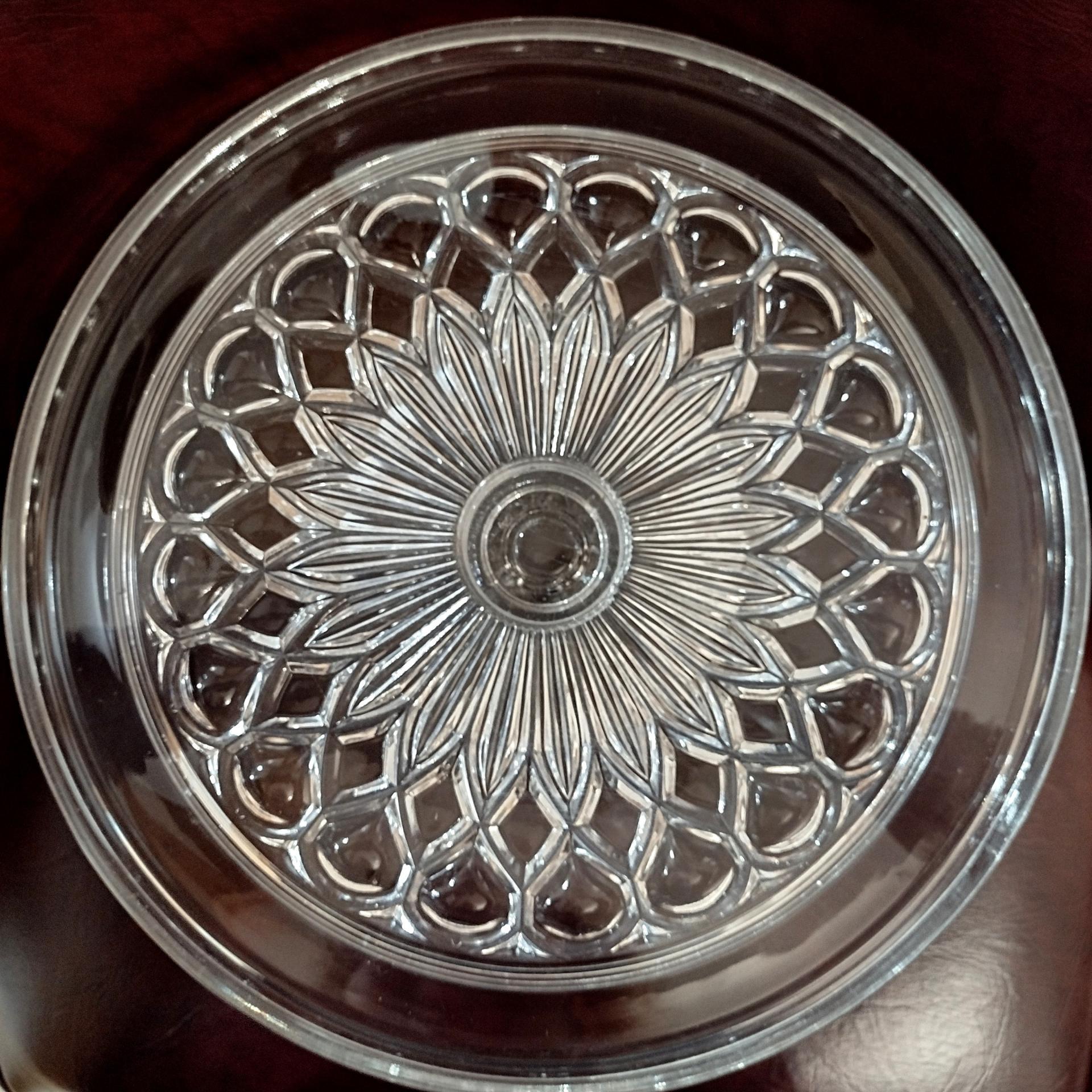 Antique Cooperative Flint Glass 190 Regal Block Clear Pressed Glass Pedestal Cake Stand with Lip, Vintage EAPG Pastry Dessert Display Plate