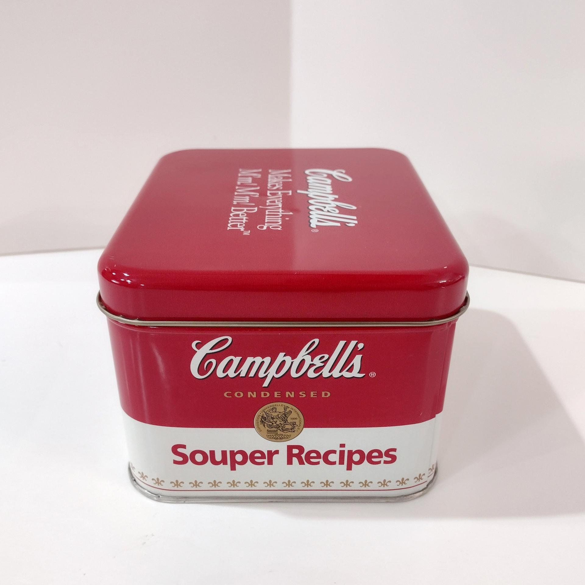 Vintage Campbells Souper Recipe Tin Box, Retro Metal Storage Container