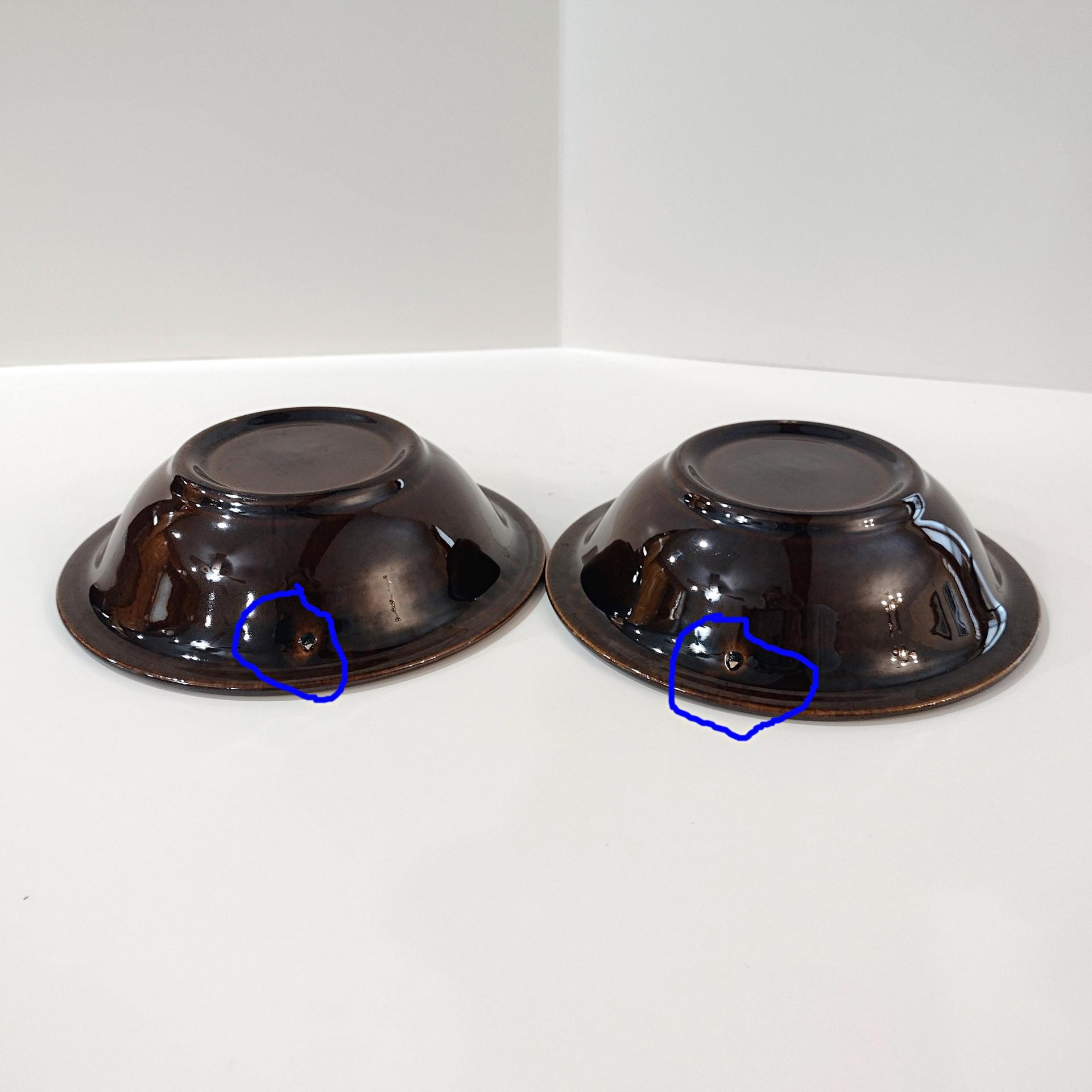 Vintage Canonsburg CAN38 Ironstone Coupe Cereal Bowls, Set of Two, Canonsburg Pottery Ceramic Brown Drip Glaze Bowls