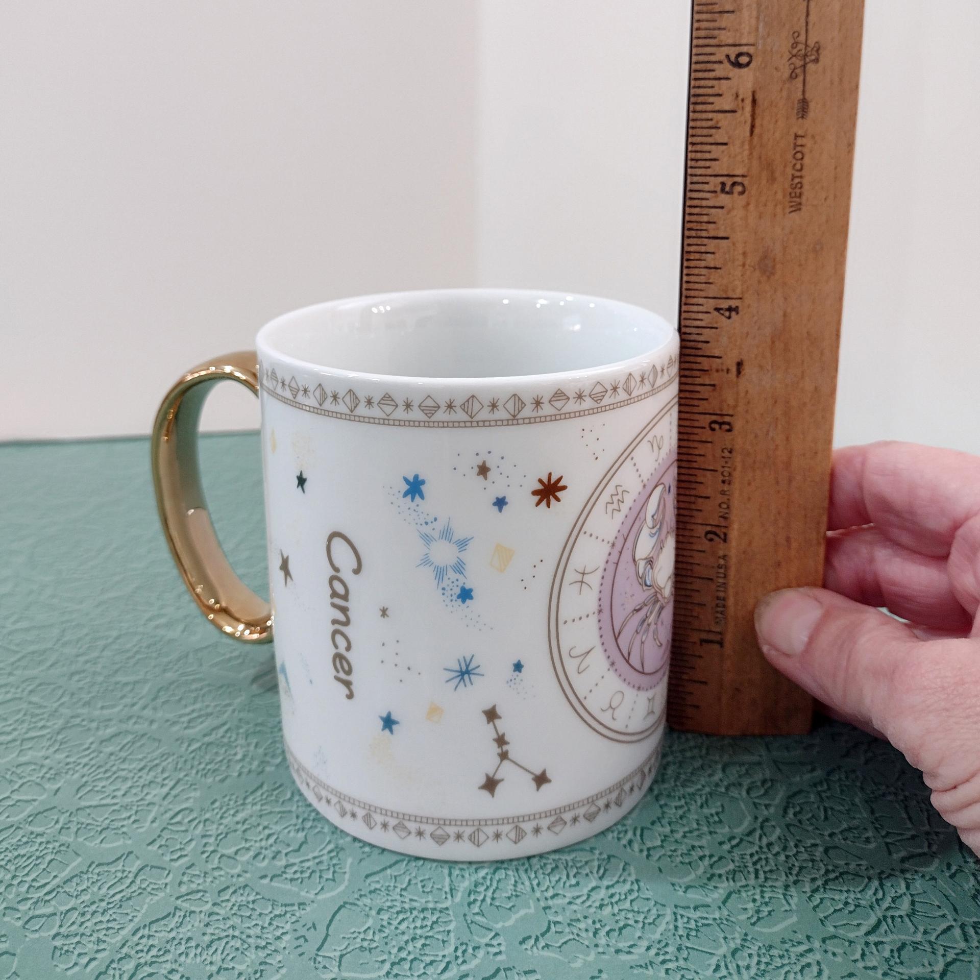 Vintage Cancer Zodiac Coffee Tea Ceramic Mug, Star Constellation Mug