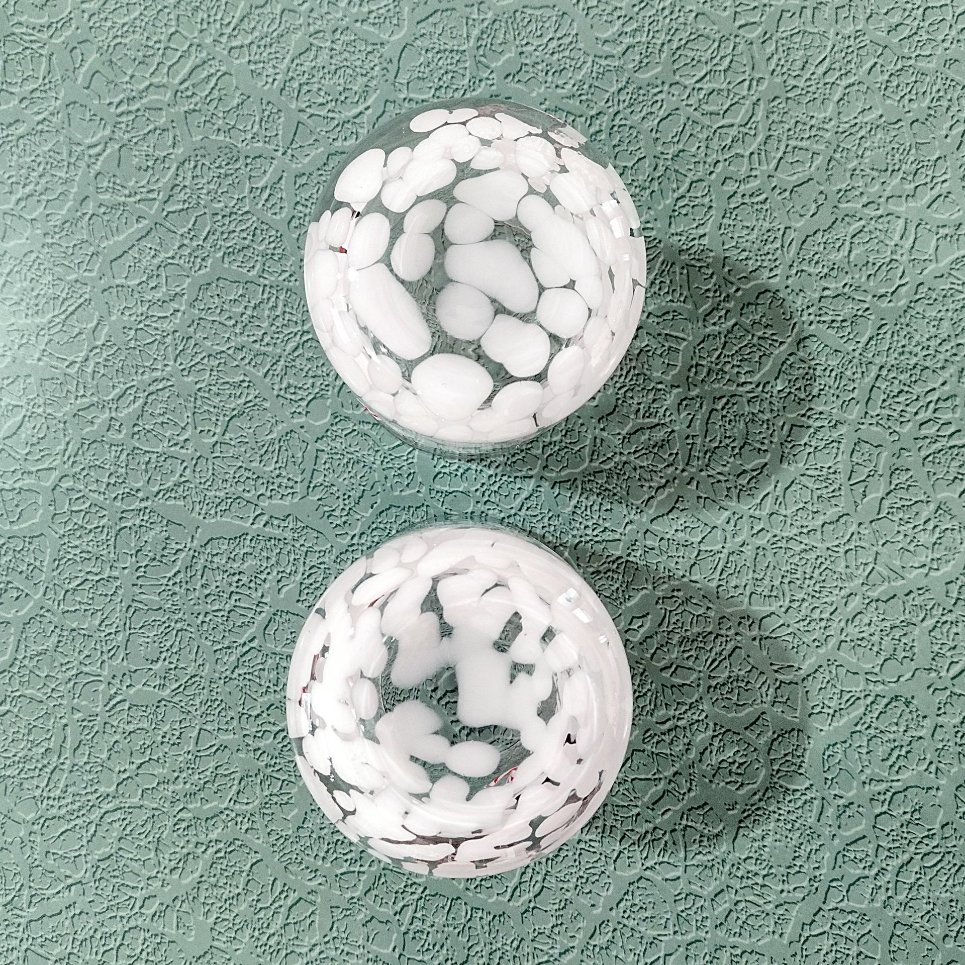 Vintage Double Old Fashioned / Whiskey Blown Glass Holiday Candy Cane Glasses, Set of Two, Festive Christmas Barware