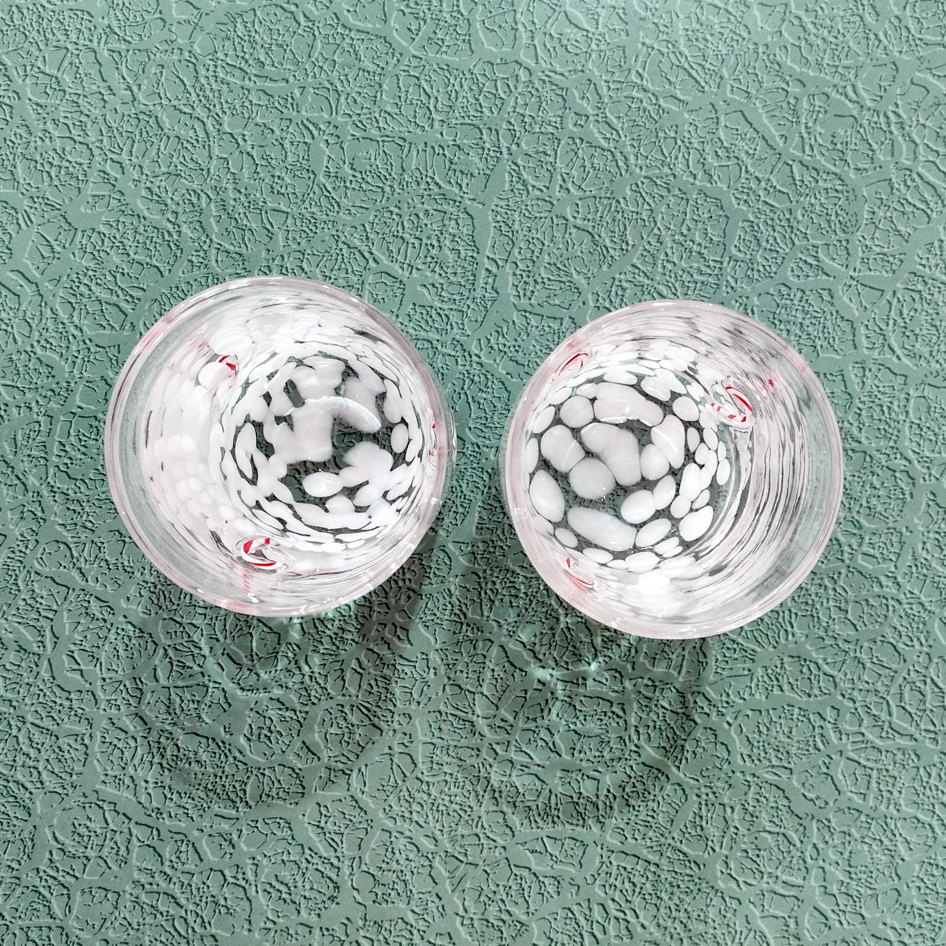 Vintage Double Old Fashioned / Whiskey Blown Glass Holiday Candy Cane Glasses, Set of Two, Festive Christmas Barware