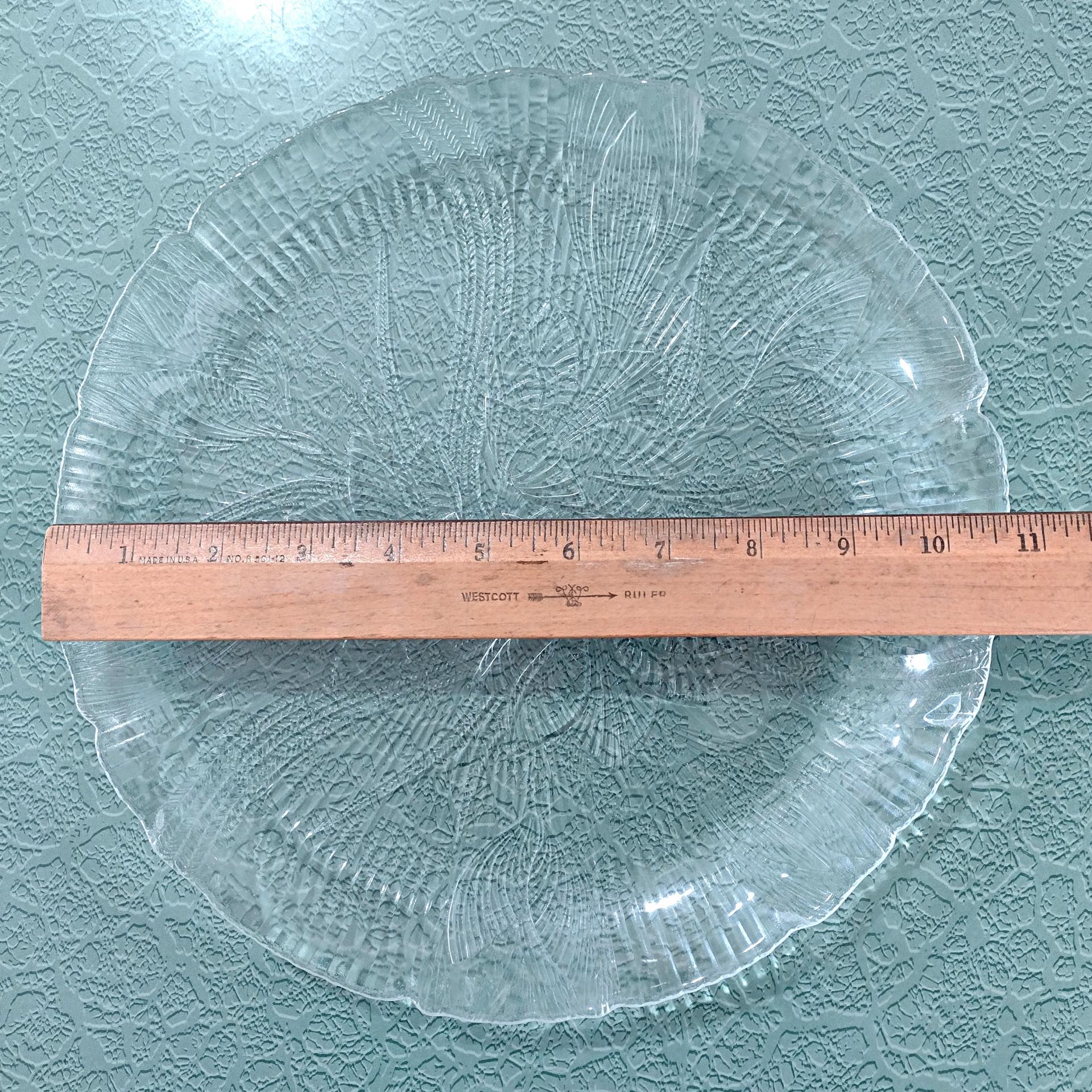 Vintage Arcoroc Canterbury Crocus 10.75 Inch Clear Glass Dinner Plates, Set of 2