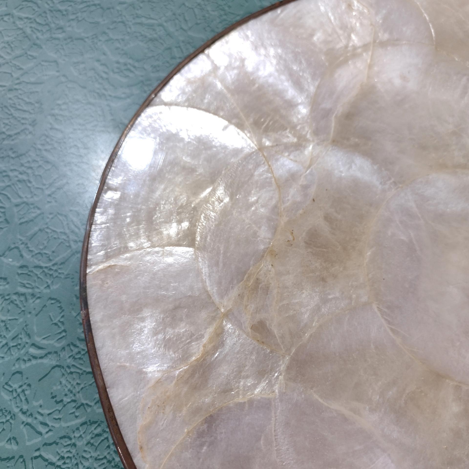 Vintage Capiz Shell Oval Placemats, Set of Four, 1960's Table Setting Decor