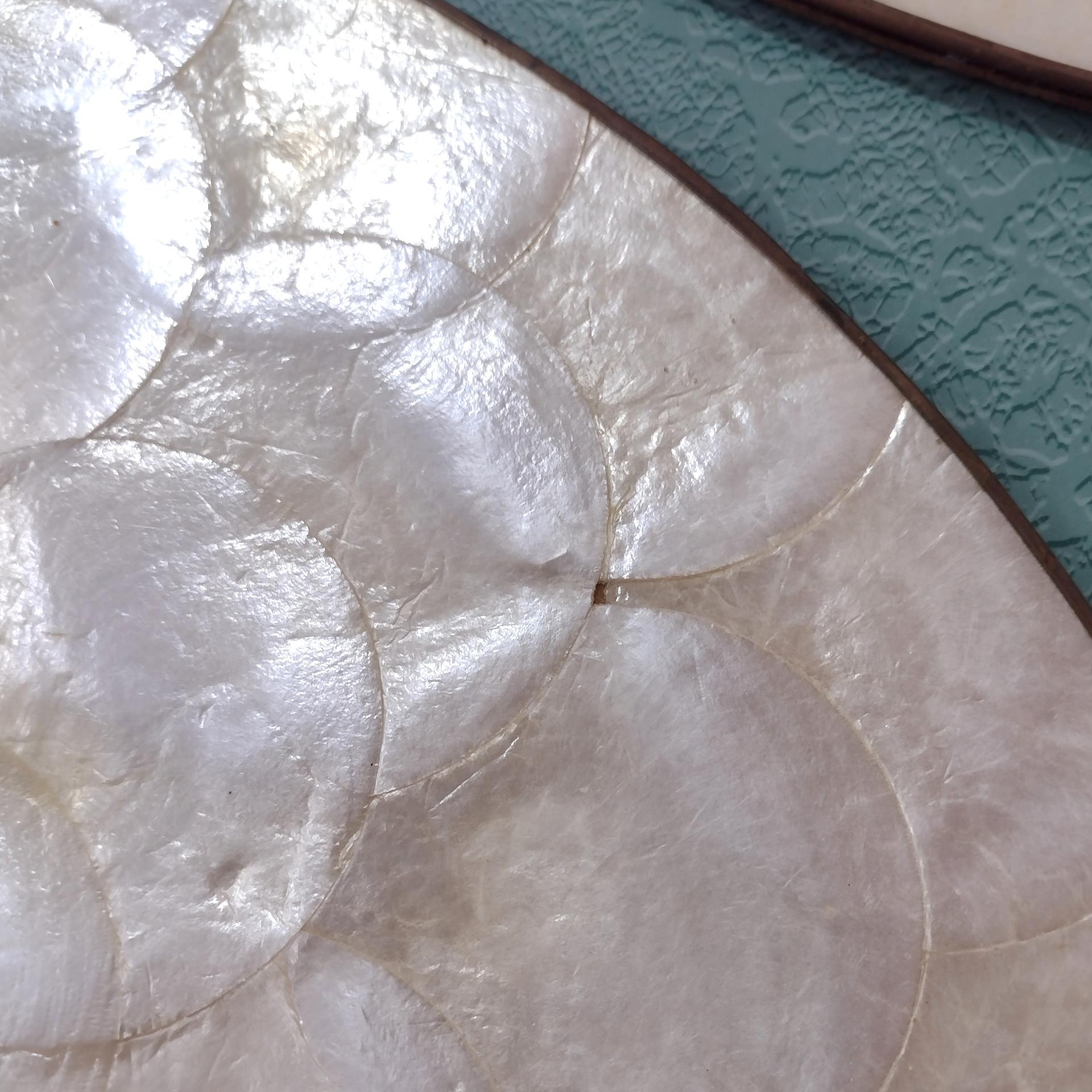 Vintage Capiz Shell Oval Placemats, Set of Four, 1960's Table Setting Decor