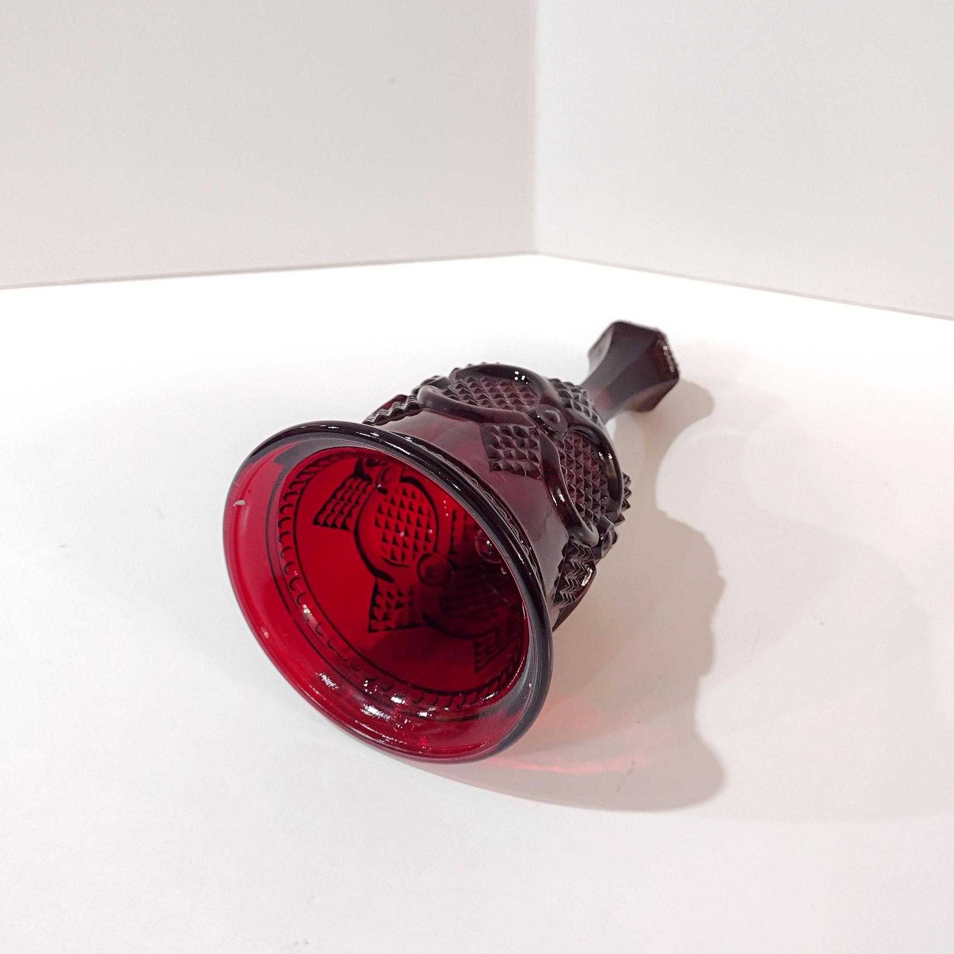 Vintage Avon 1876 Cape Cod Ruby Red Glass Bell, Christmas Holiday Bell