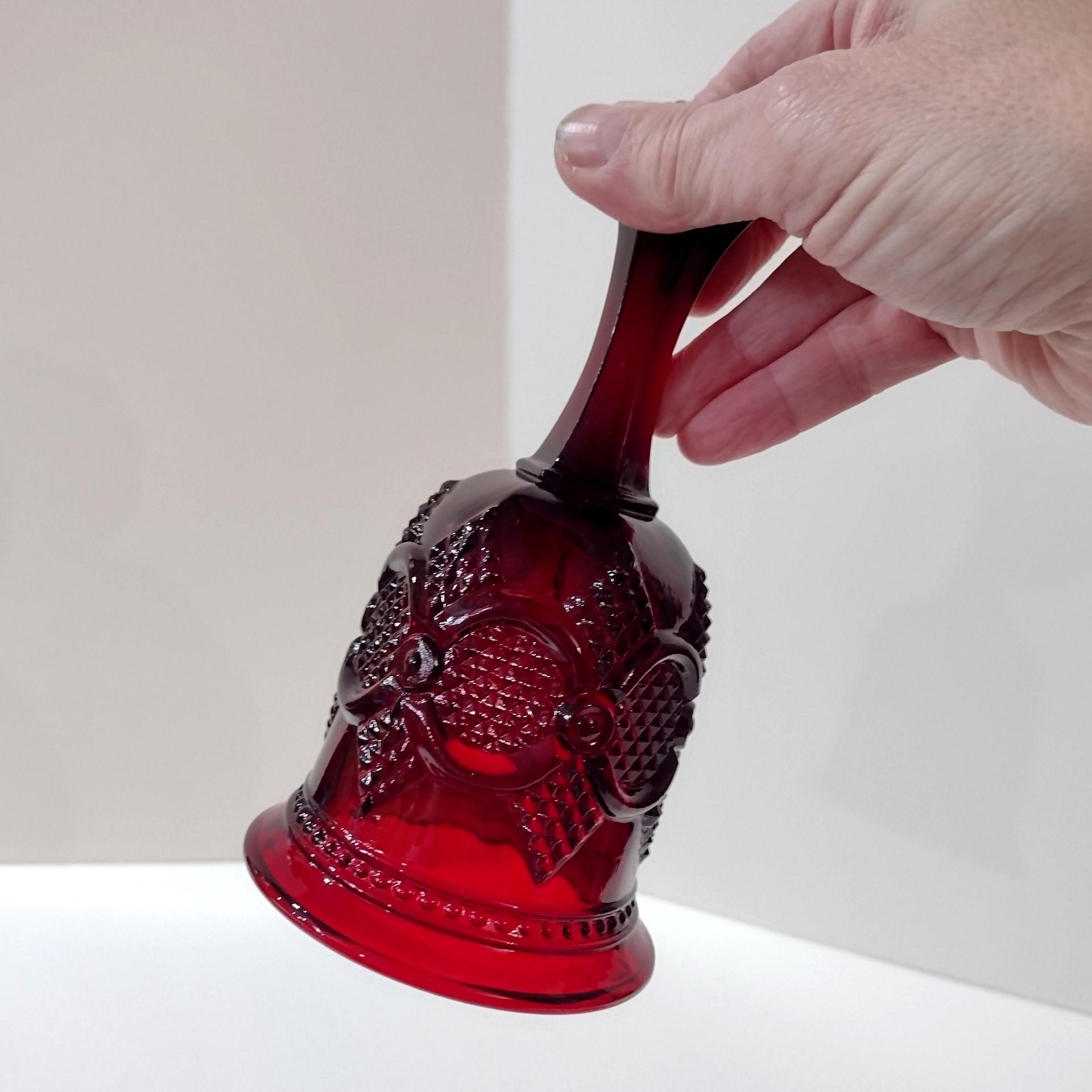 Vintage Avon 1876 Cape Cod Ruby Red Glass Bell, Christmas Holiday Bell