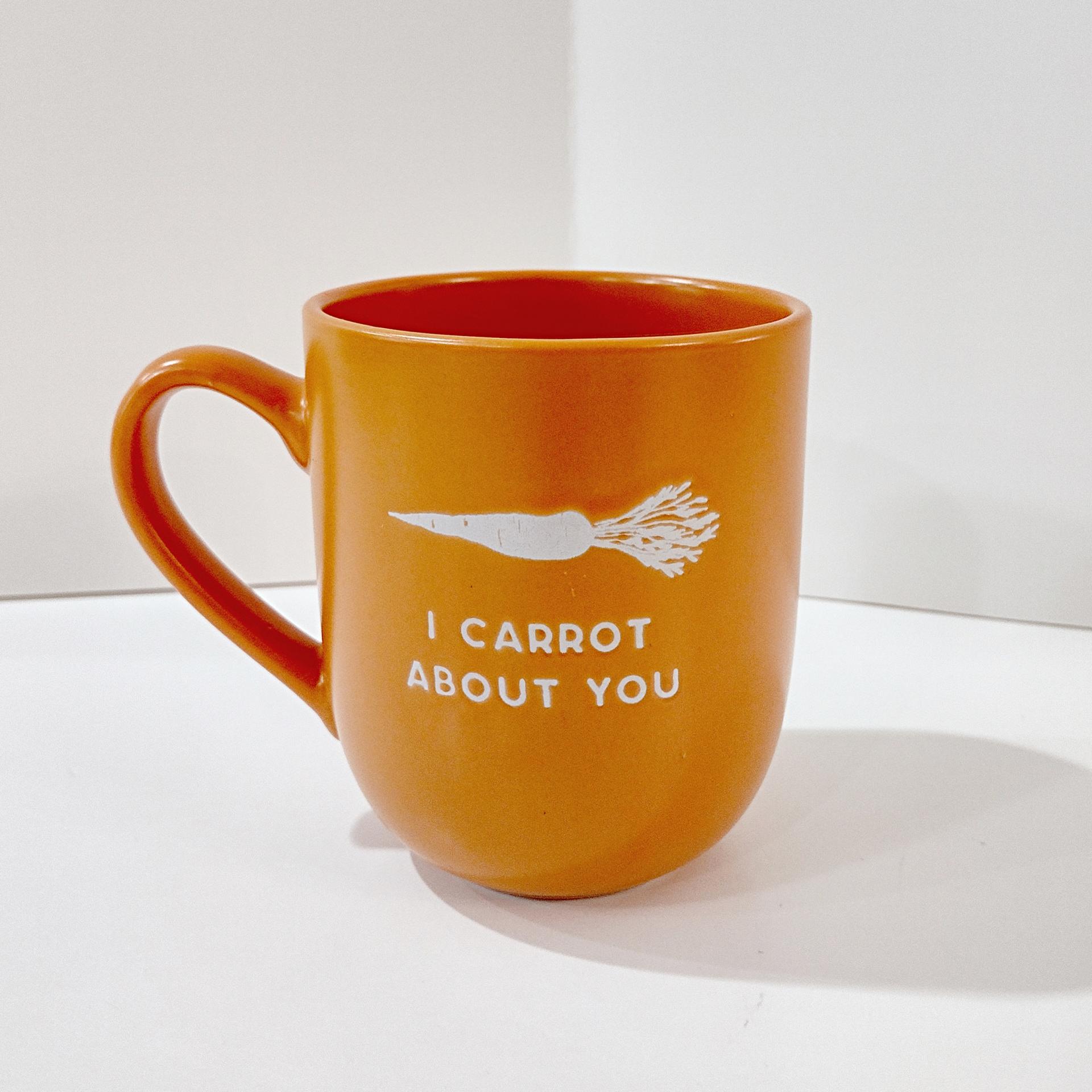 I Carrot About You Orange Coffee Tea Ceramic Mug, Vegan Vegetarian Gift