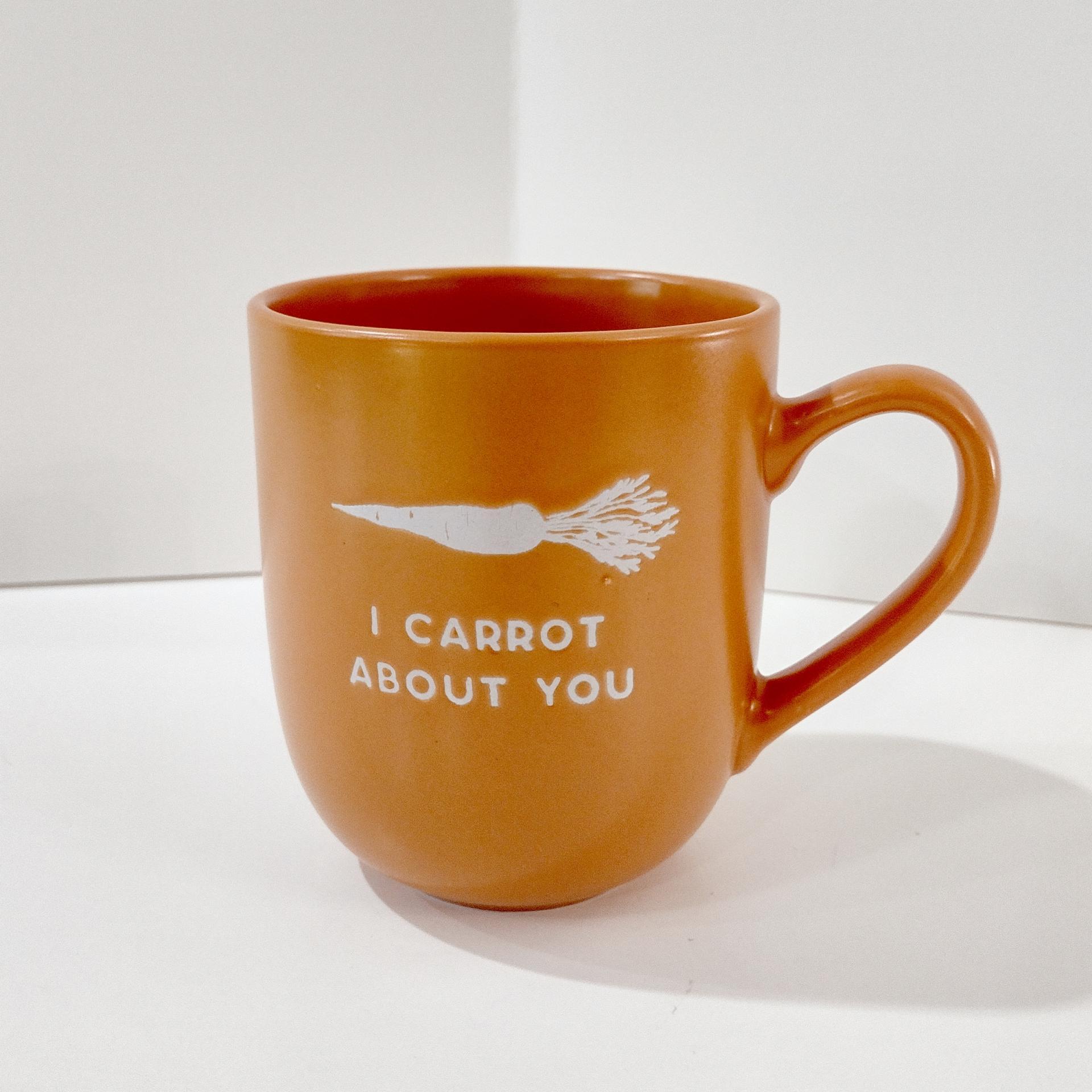 I Carrot About You Orange Coffee Tea Ceramic Mug, Vegan Vegetarian Gift