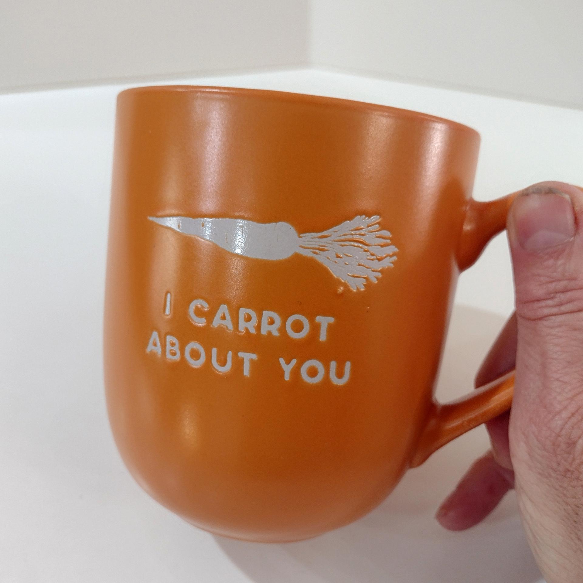 I Carrot About You Orange Coffee Tea Ceramic Mug, Vegan Vegetarian Gift
