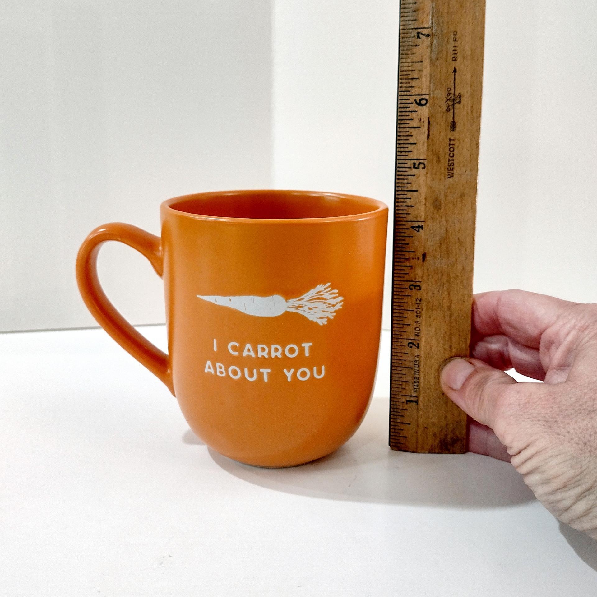 I Carrot About You Orange Coffee Tea Ceramic Mug, Vegan Vegetarian Gift