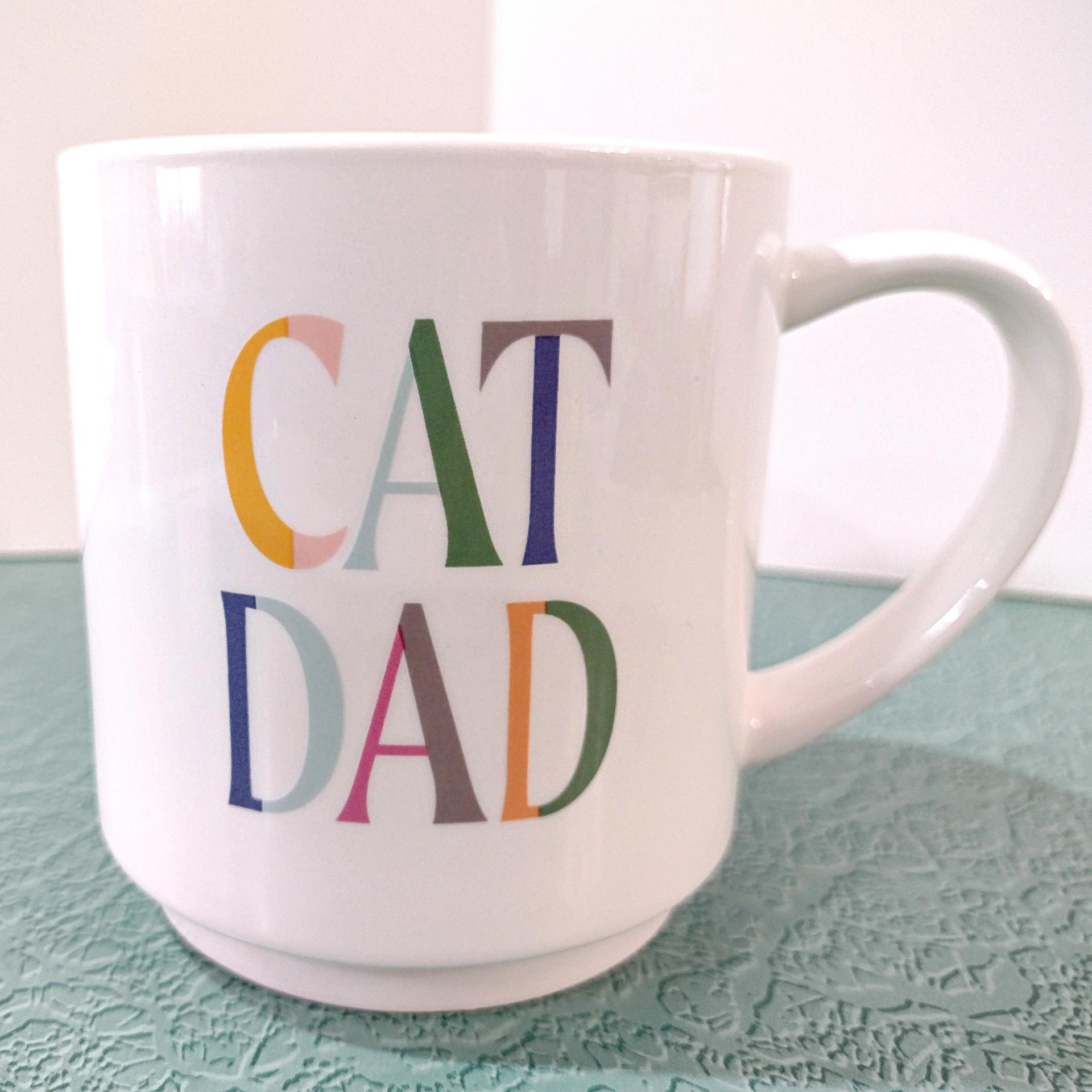 Vintage Cat Dad Ceramic Coffee Tea Mug, Father's Day Cat Lover Gift